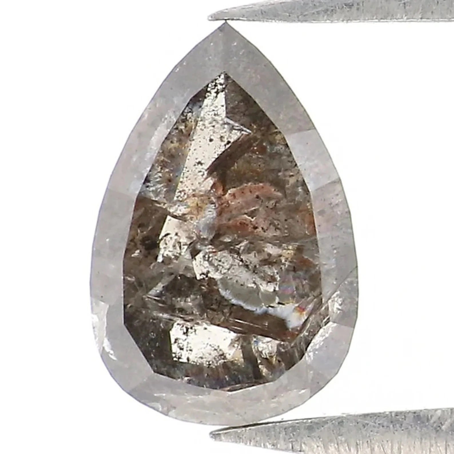 0.65 CT Natural Loose Pear Shape Diamond Salt And Pepper Pear Diamond 7.40 MM Natural Diamond Black Grey Color Pear Rose Cut Diamond N2046