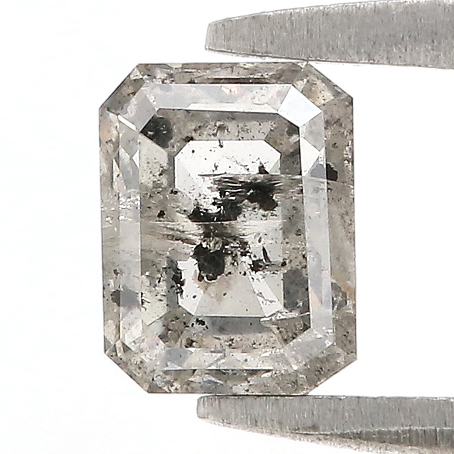 0.94 CT Natural Loose Emerald Shape Diamond Salt And Pepper Emerald Cut Diamond 5.90 MM Natural Black Grey Emerald Rose Cut Diamond QL9559