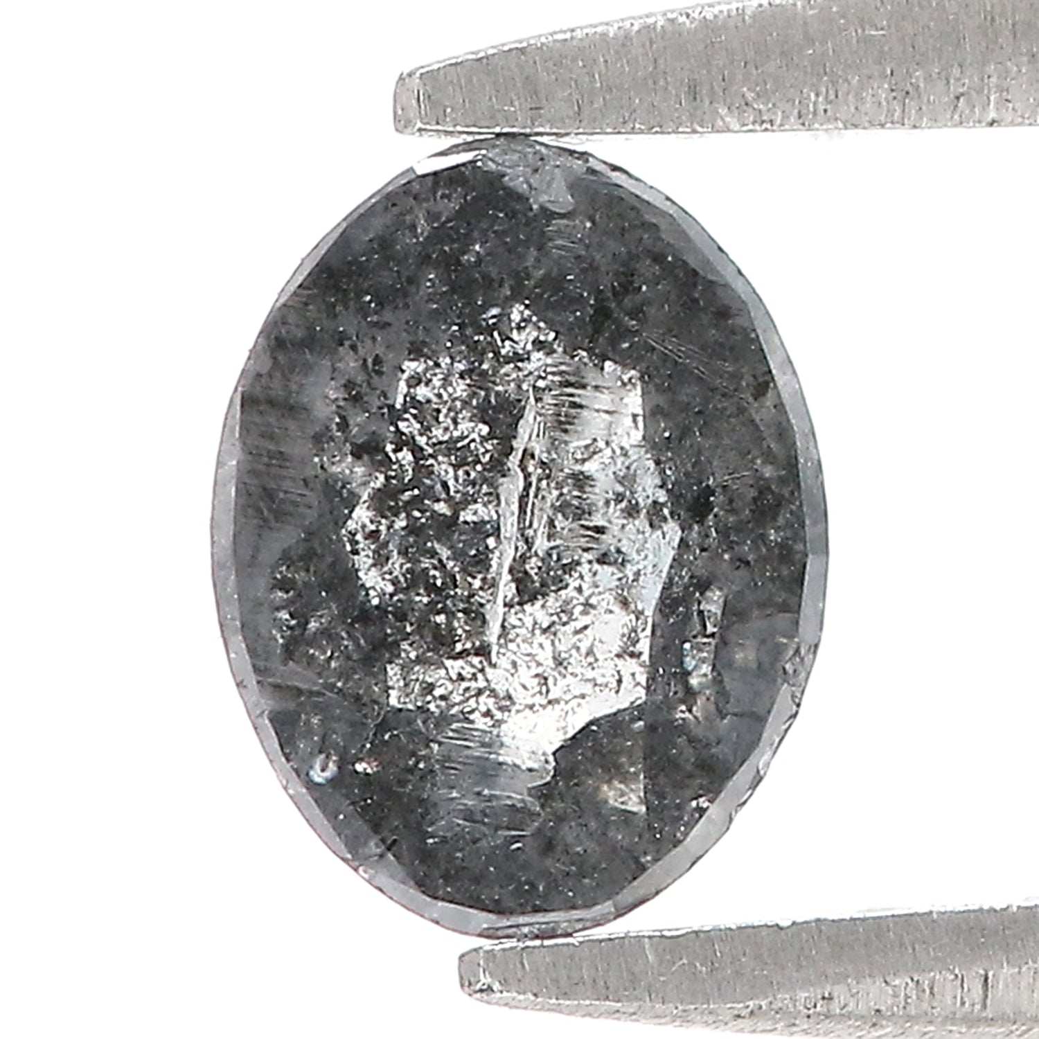 0.86 CT Natural Loose Oval Shape Diamond Salt And Pepper Oval Cut Diamond 6.60 MM Natural Black Grey Color Oval Rose Cut Diamond LQ3317
