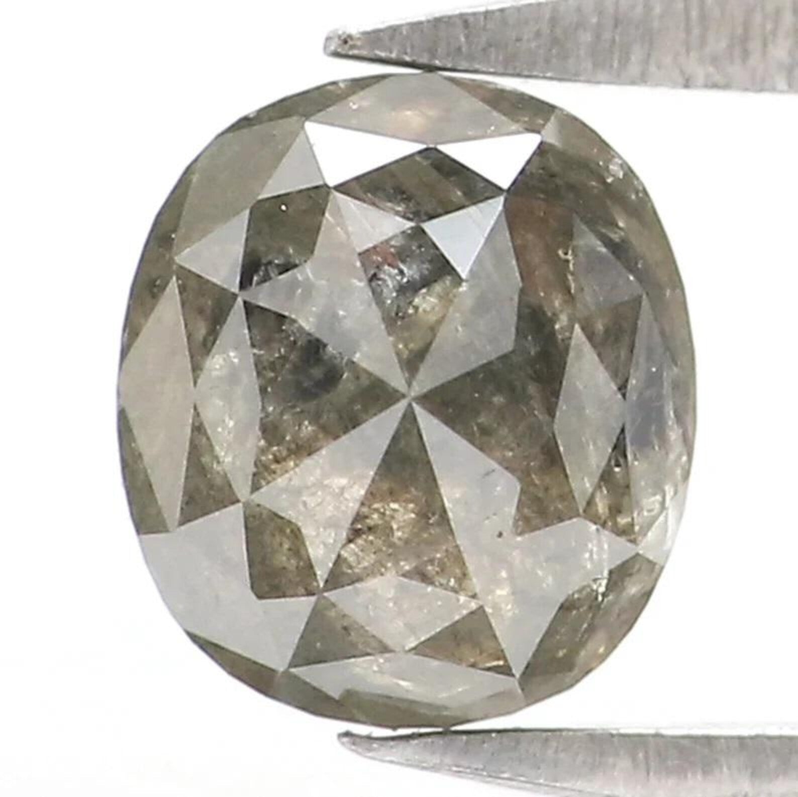 1.07 CT Natural Loose Oval Shape Diamond Salt And Pepper Oval Diamond 5.75 MM Natural Loose Black Grey Color Oval Rose Cut Diamond NQ2363