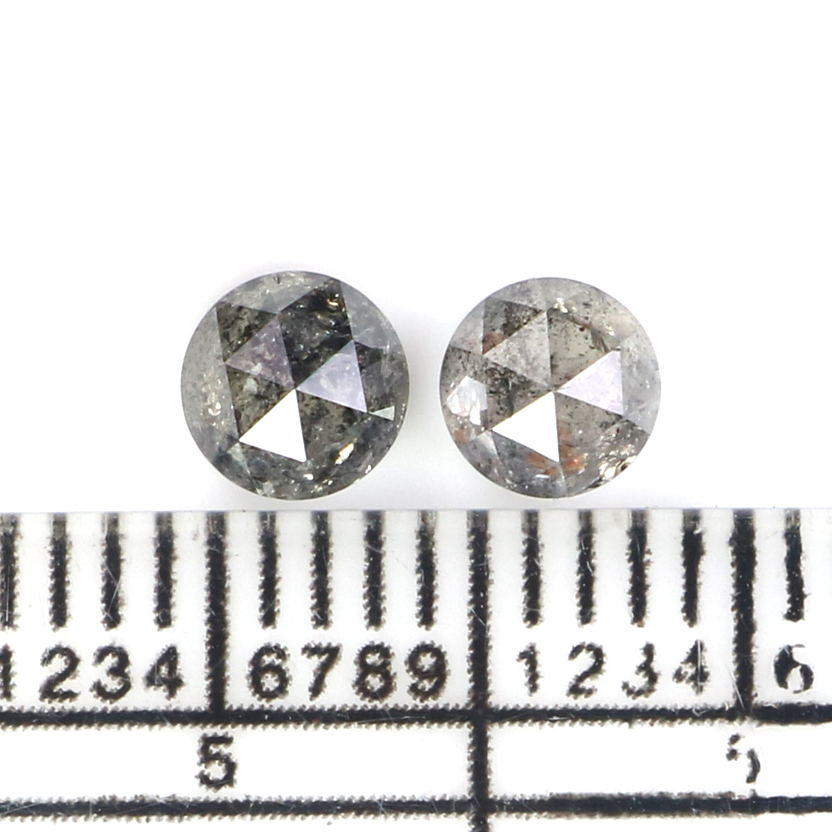 0.89 CT Natural Loose Round Rose Cut Pair Diamond Salt And Pepper Round Cut Diamond 4.40 MM Natural Black Grey Round Rose Cut Diamond KQ2667
