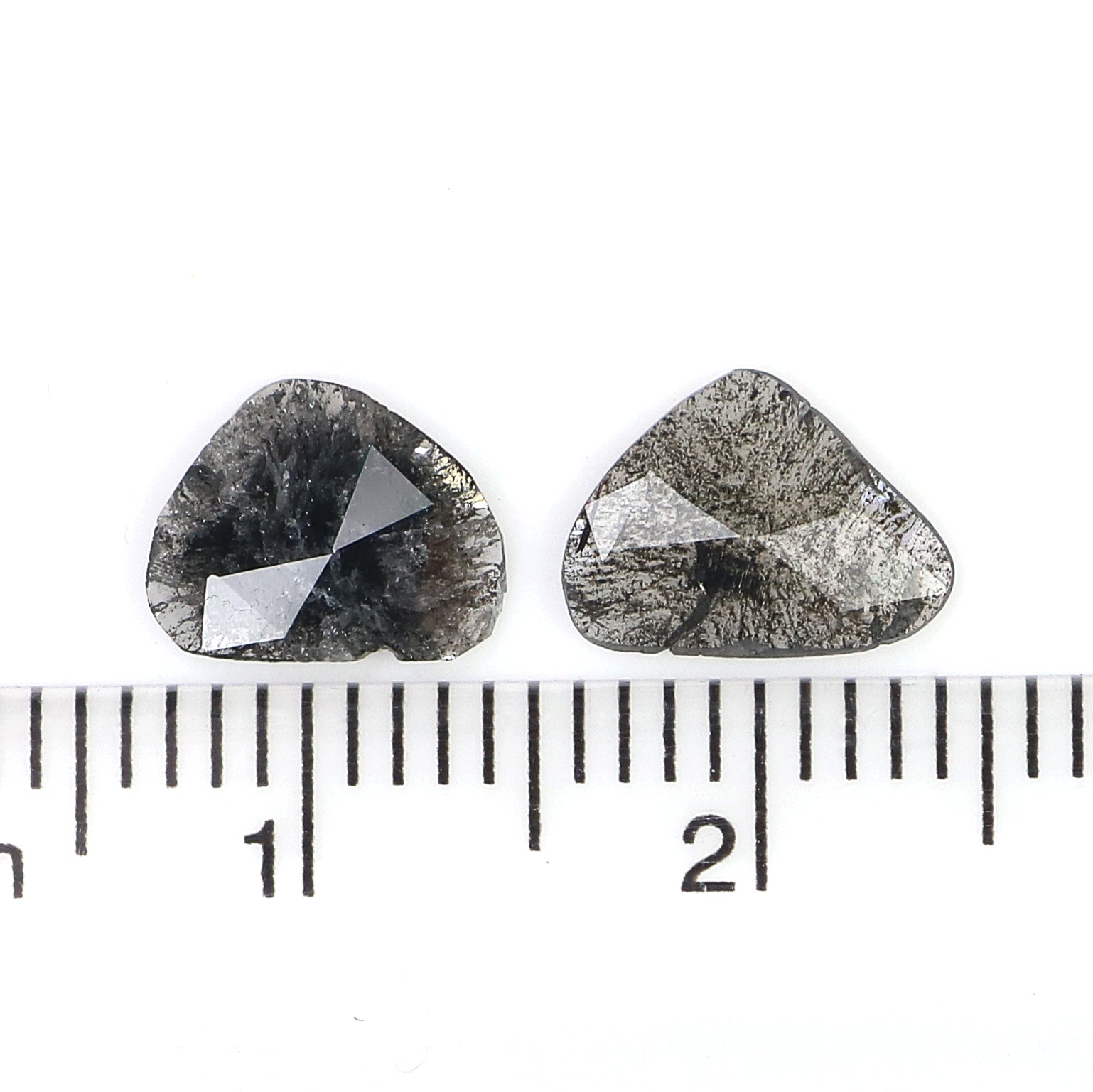 0.92 CT Natural Loose Slice Shape Diamond Salt And Pepper Slice Uncut Diamond 8.65 MM Natural Black Grey Diamond Irregular Cut Diamond L3611