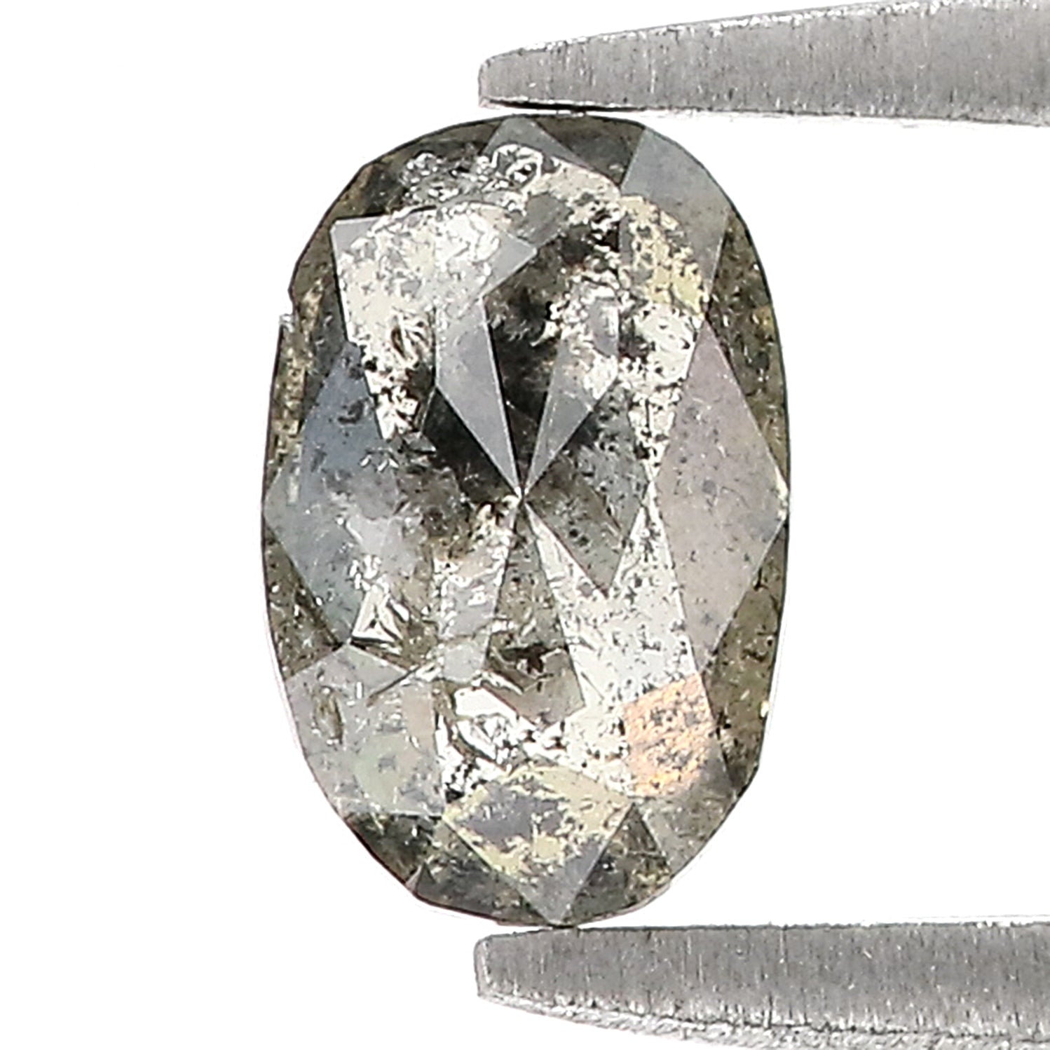 0.67 Ct Natural Loose Oval Shape Diamond Salt And Pepper Oval Diamond 6.95 MM Natural Loose Black Grey Color Oval Rose Cut Diamond KQ2272