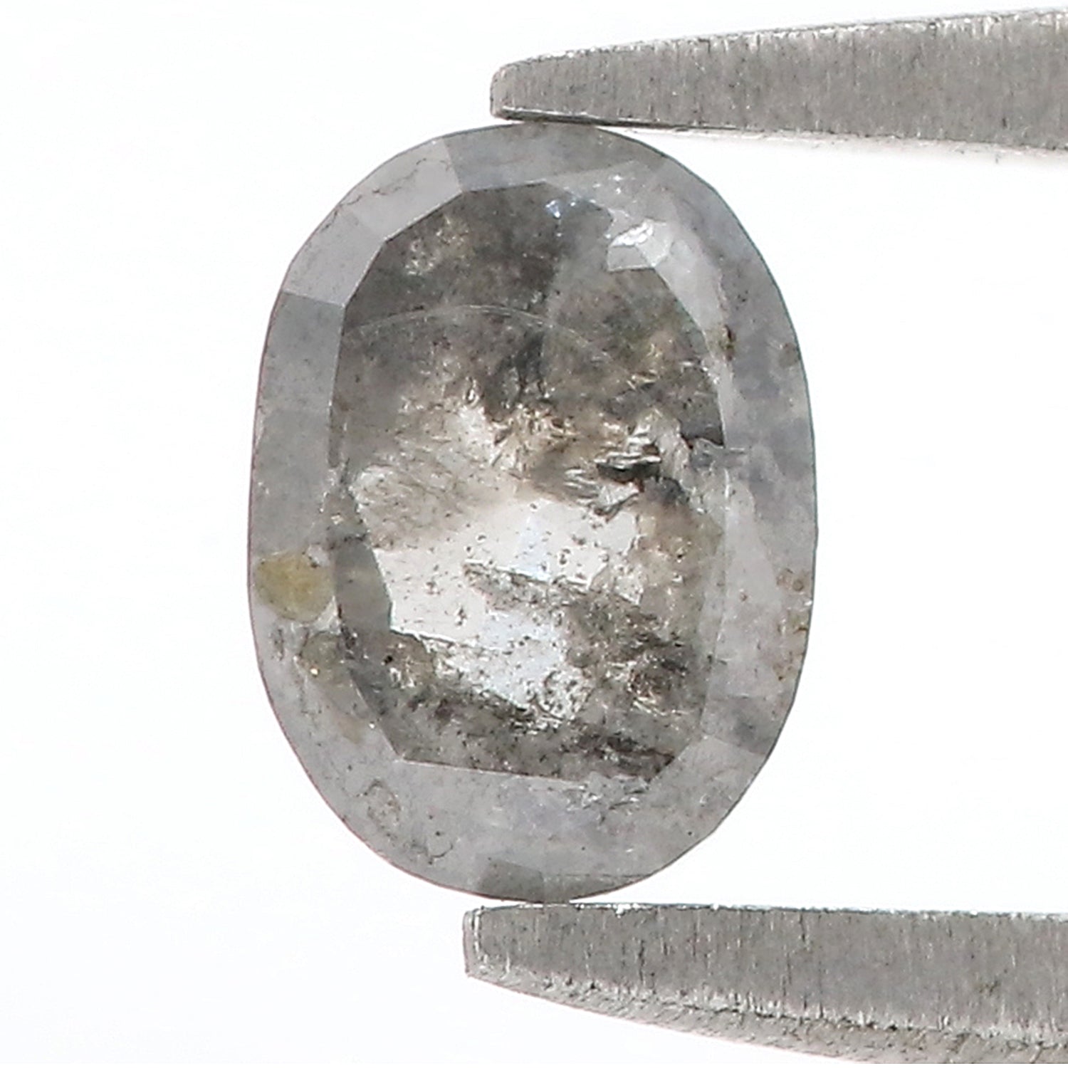 0.64 CT Natural Loose Oval Shape Diamond Salt And Pepper Oval Cut Diamond 6.10 MM Natural Black Grey Color Oval Rose Cut Diamond LQ3304
