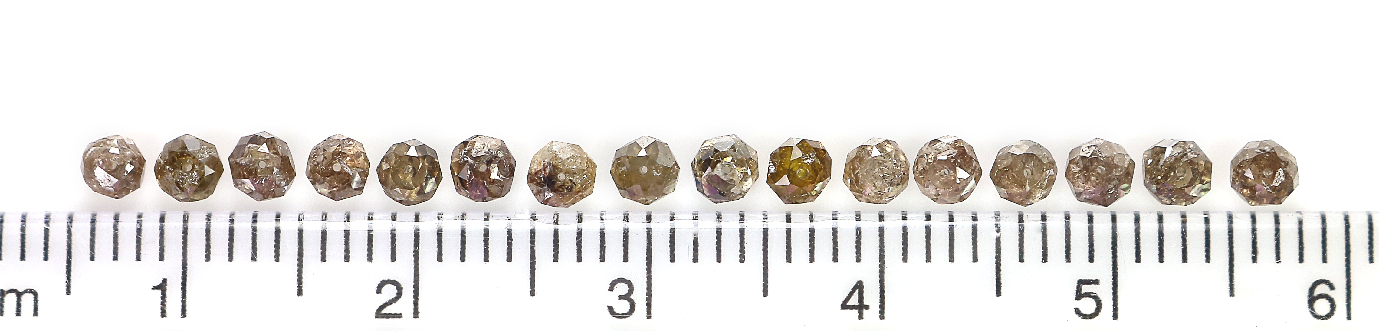 2.42 CT Natural Loose Bead Shape Diamond Brown Color Bead Cut Diamond 2.70 MM Natural Loose Diamond Bead Rose Cut Diamond LQ1736