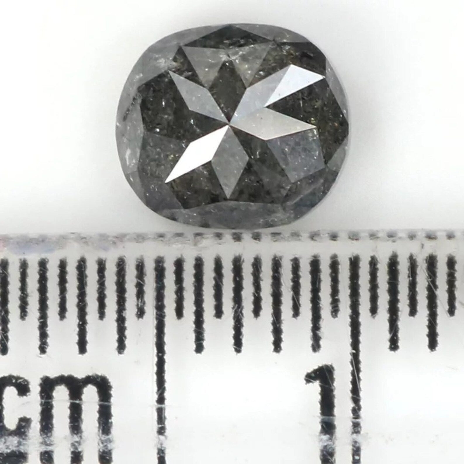 0.98 CT Natural Loose Cushion Shape Diamond Salt And Pepper Diamond 6.05 MM Natural Loose Black Grey Color Cushion Rose Cut Diamond NQ1710