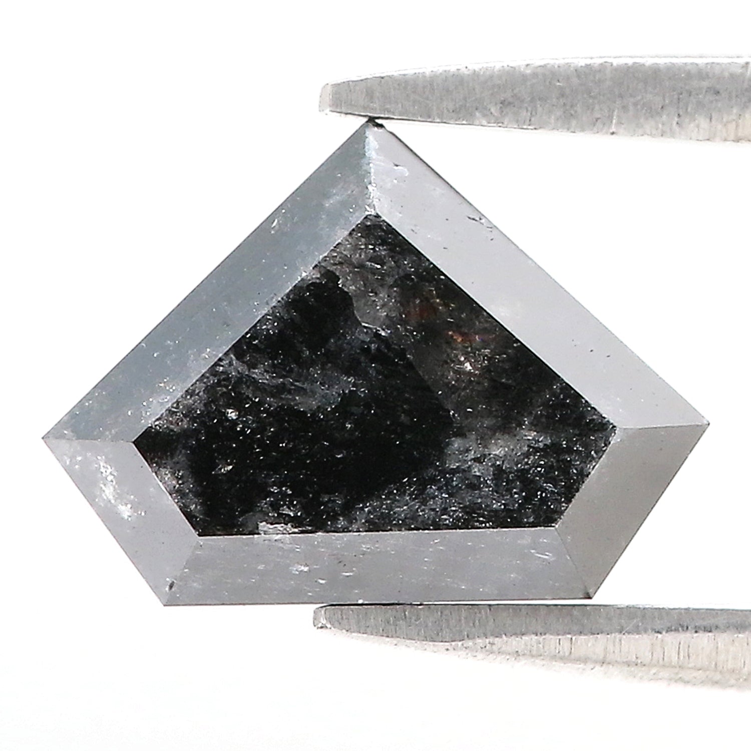 3.03 Ct Natural Loose Shield Shape Diamond Salt And Pepper Shield Cut Diamond 8.20 MM Black Gray Color Shield Shape Rose Cut Diamond QL1117