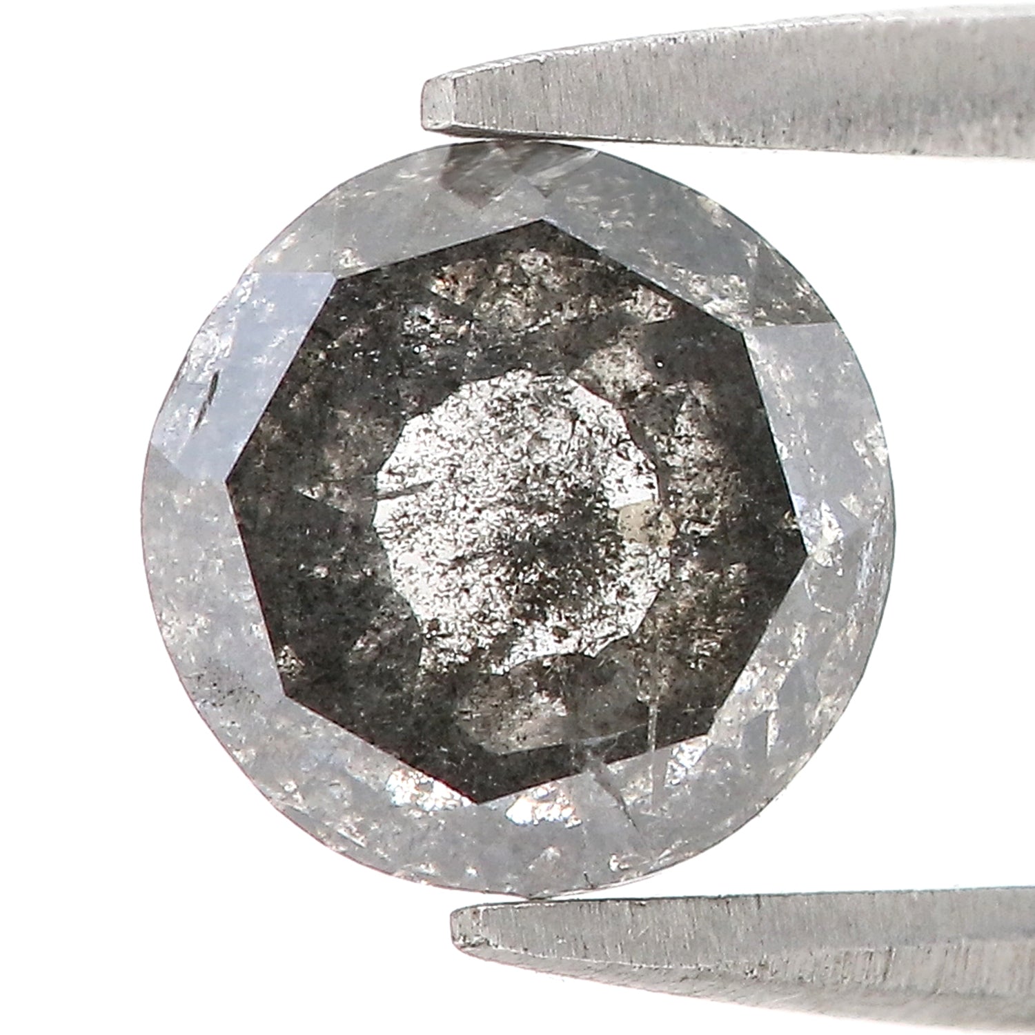 1.57 Ct Natural Loose Round Rose Cut Diamond Salt And Pepper Round Diamond 7.05 MM Natural Loose Black Grey Color Rose Cut Diamond QL9234