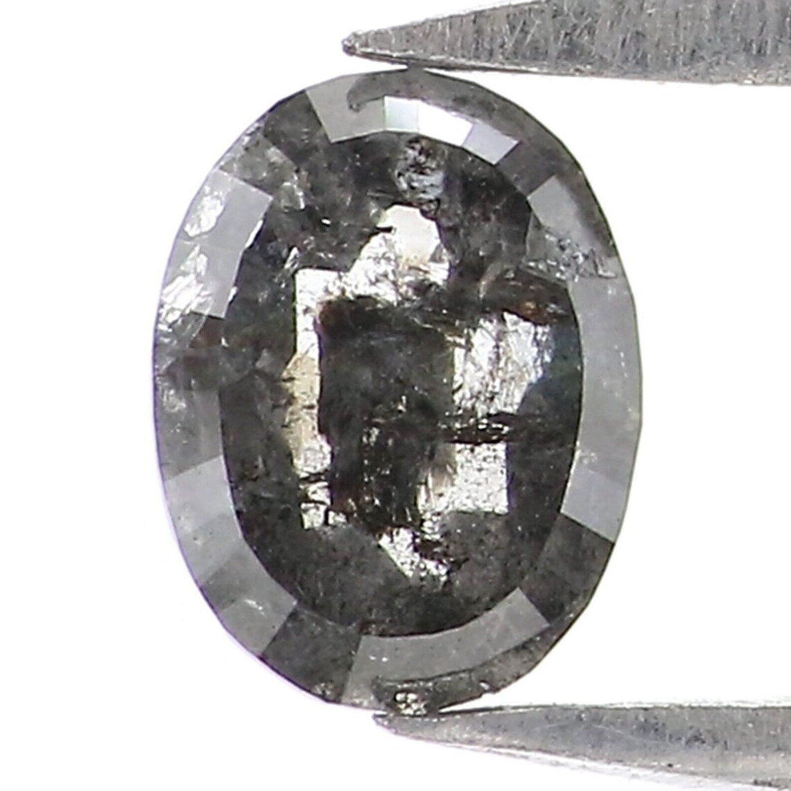 0.35 Ct Natural Loose Oval Shape Diamond Salt And Pepper Oval Diamond 5.15 MM Natural Diamond Black Grey Color Oval Rose Cut Diamond NQ2123