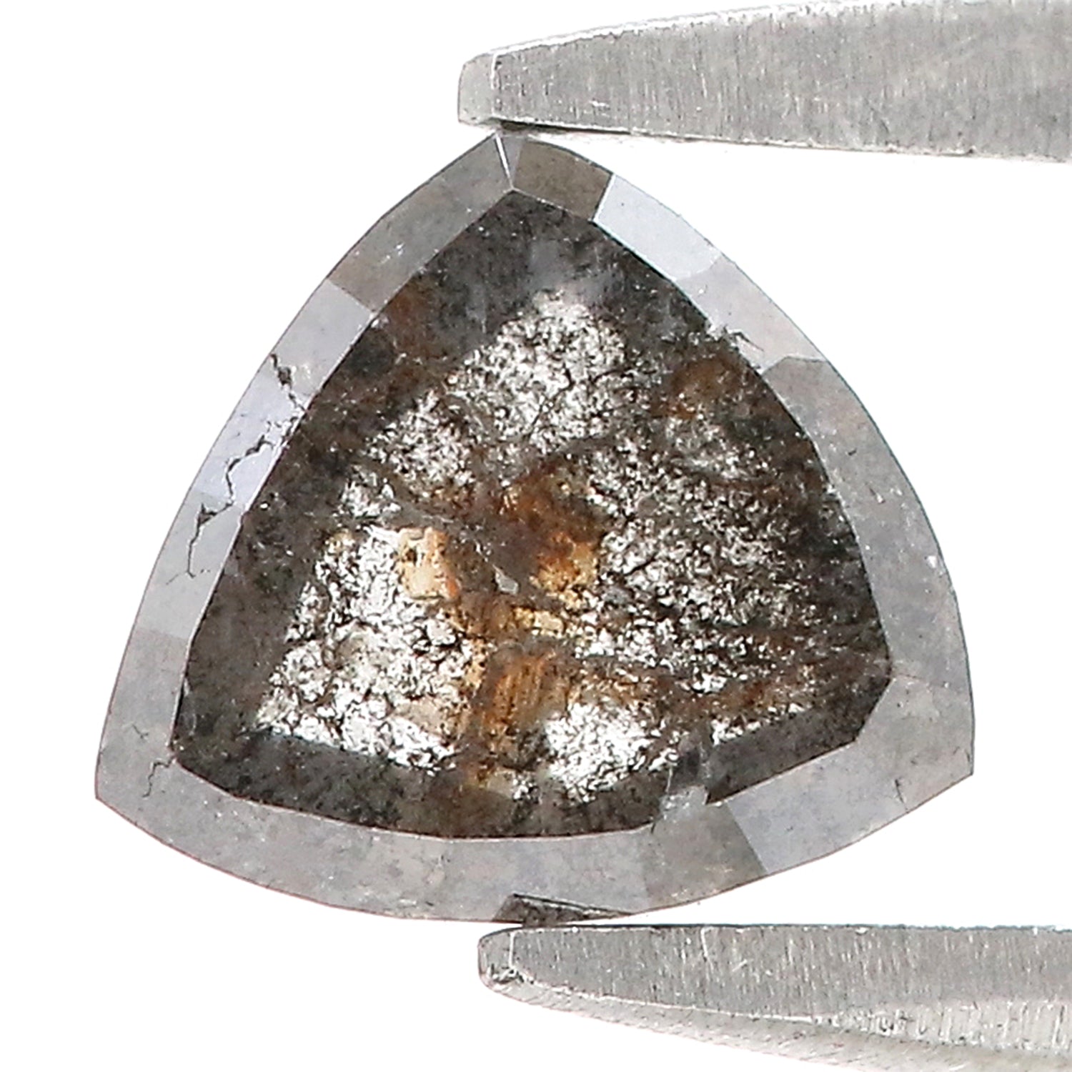 0.71 CT Natural Loose Triangle Shape Diamond Salt And Pepper Triangle Cut Diamond 6.05 MM Black Grey Color Triangle Rose Cut Diamond LQ8205