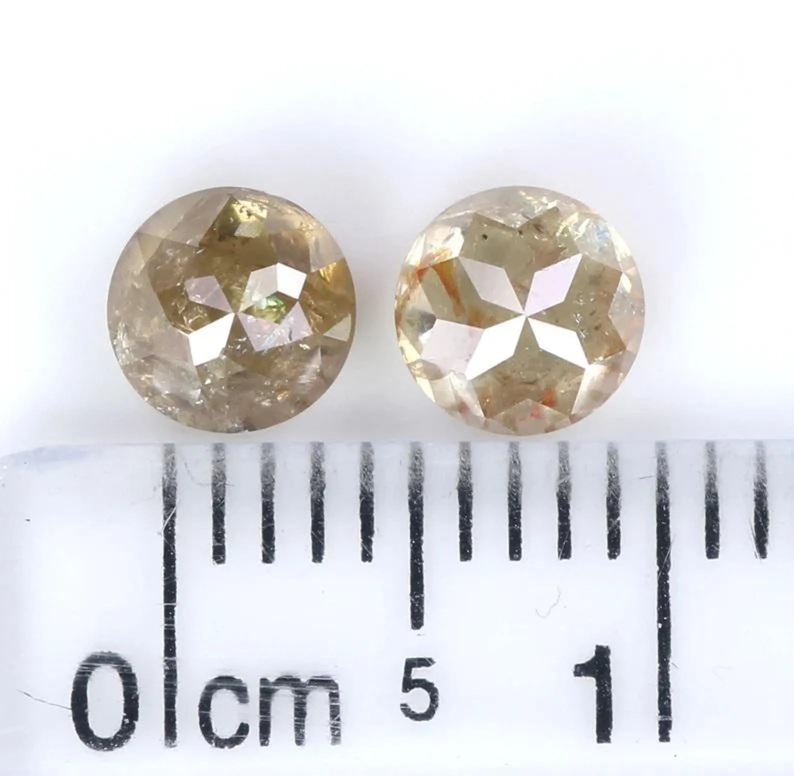 1.42 CT Natural Loose Round Cut Pair Diamond Light Brown Round Shape Diamond 5.00 MM Natural Loose Brown Color Round Rose Cut Diamond NQ1960
