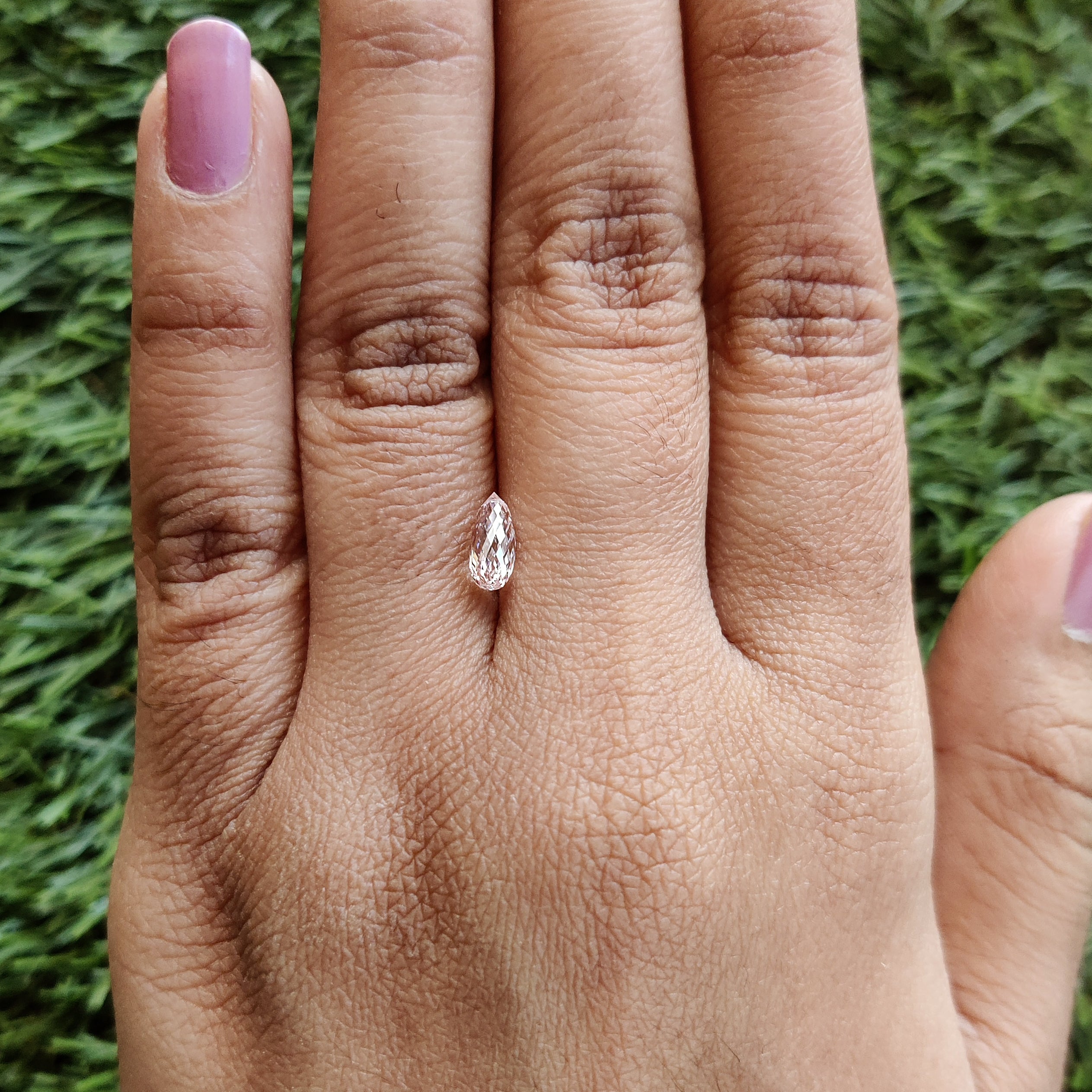 0.99 CT Lab Grown Briolette Cut Diamond Pink Color VS1 Clarity Diamond Lab Grown CVD Diamond Lab Created Drop Rose Cut Diamond L3497