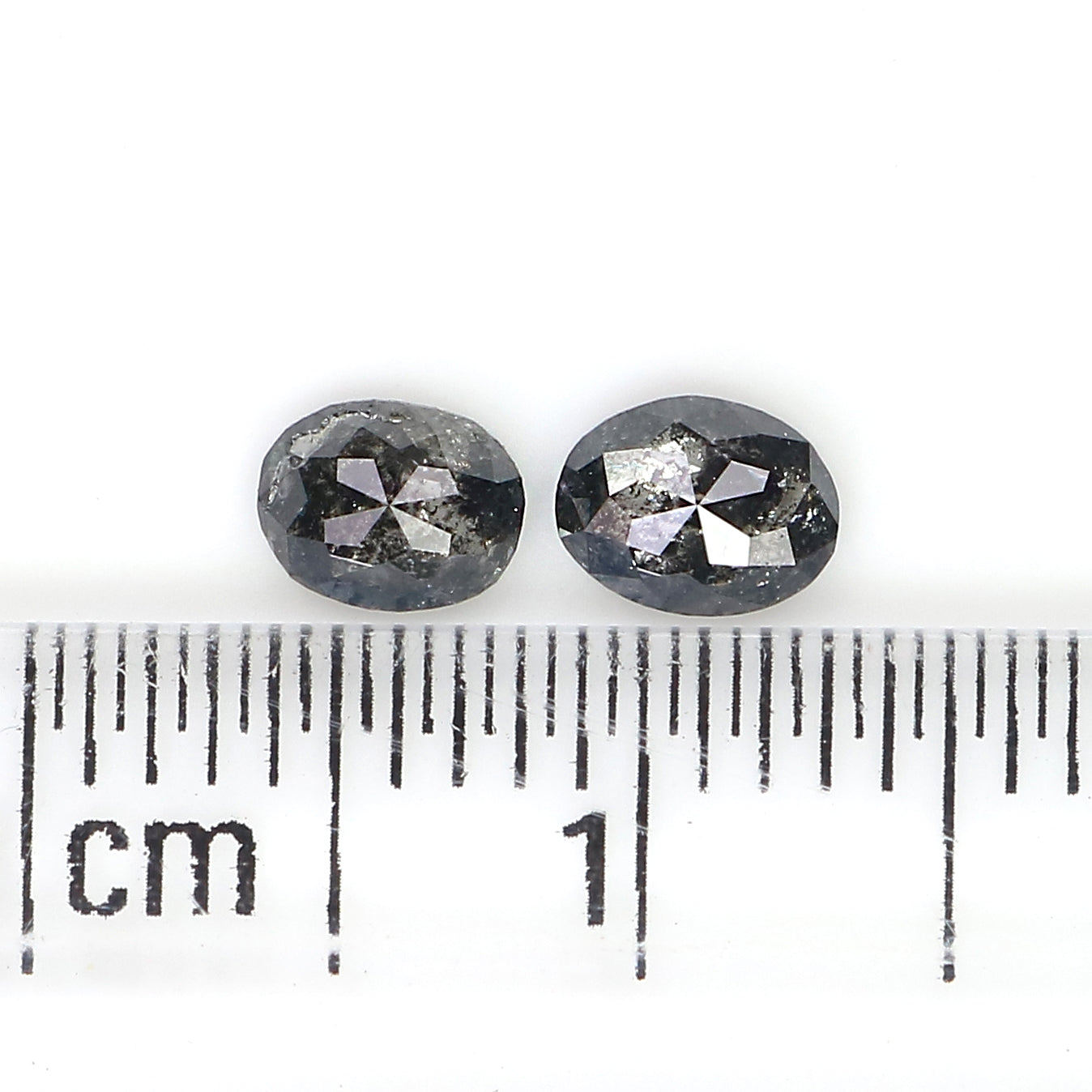 0.48 CT Natural Loose Oval Cut Pair Diamond Salt And Pepper Oval Shape Diamond 4.60 MM Natural Black Grey Color Oval Rose Cut Diamond LQ2764