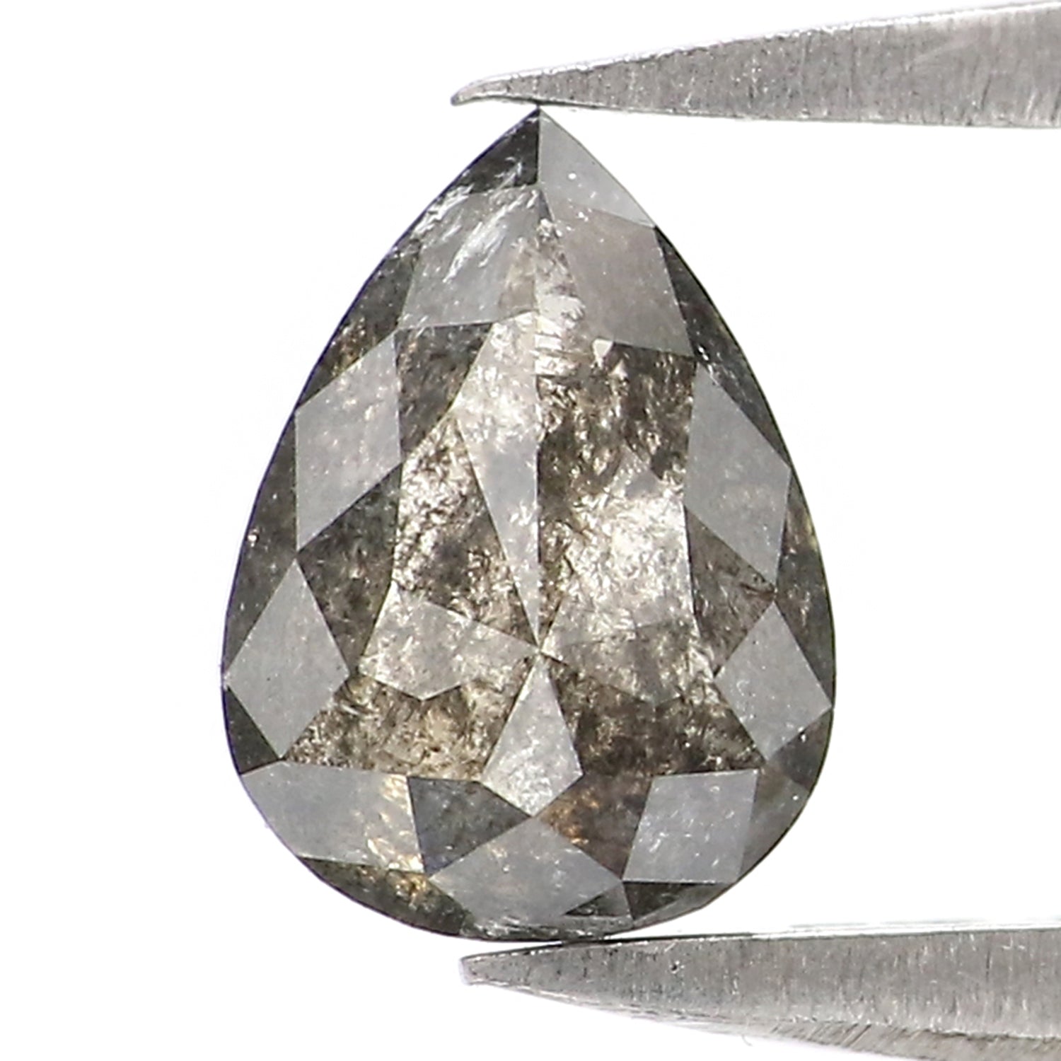 0.74 CT Natural Loose Pear Shape Diamond Salt And Pepper Pear Rose Cut Diamond 6.75 MM Black Grey Color Pear Shape Rose Cut Diamond LQ2936