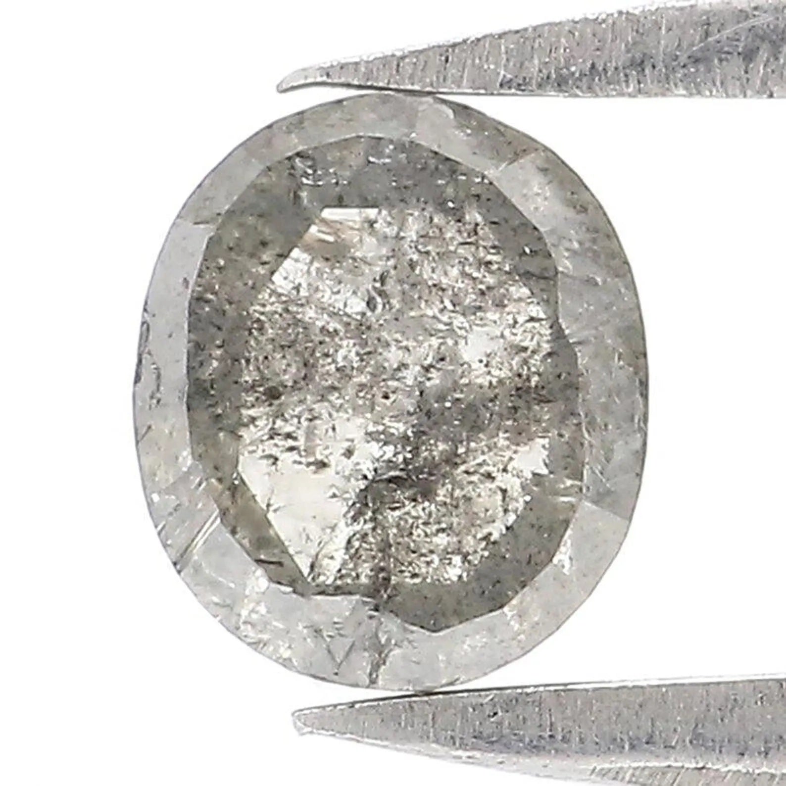 0.62 CT Natural Loose Oval Shape Diamond Salt And Pepper Oval Diamond 5.15 MM Natural Loose Black Grey Color Oval Rose Cut Diamond NQ9264