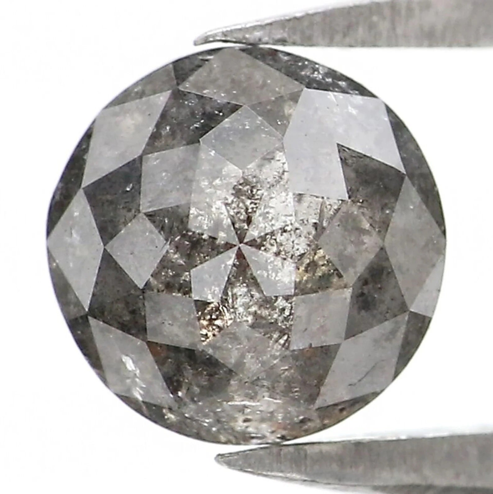 1.20 CT Natural Loose Rose Cut Diamond Salt And Pepper Diamond 6.20 MM Natural Loose Diamond Black Grey Color Round Rose Cut Diamond NQ1342