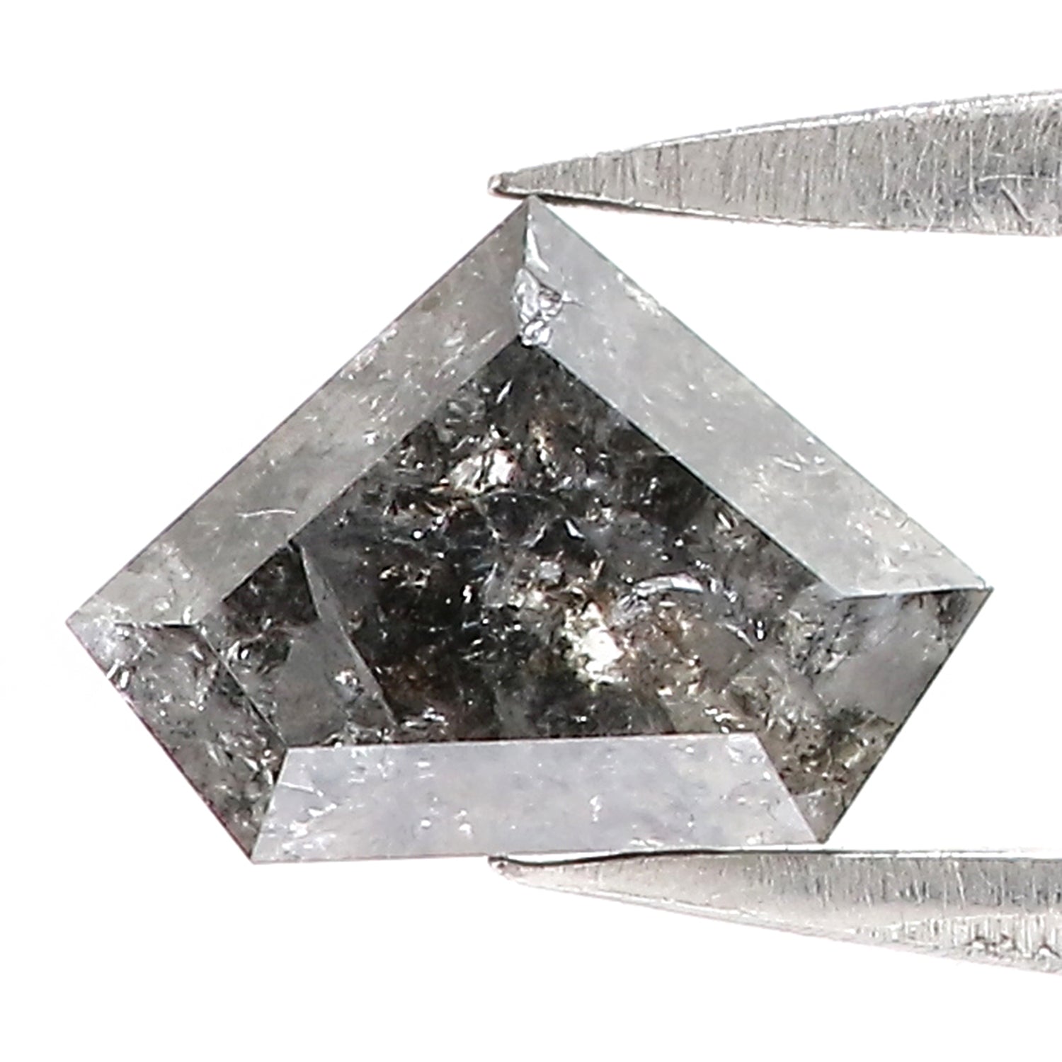 0.75 Ct Natural Loose Shield Shape Diamond Salt And Pepper Shield Cut Diamond 5.30 MM Black Gray Color Shield Shape Rose Cut Diamond QL9852