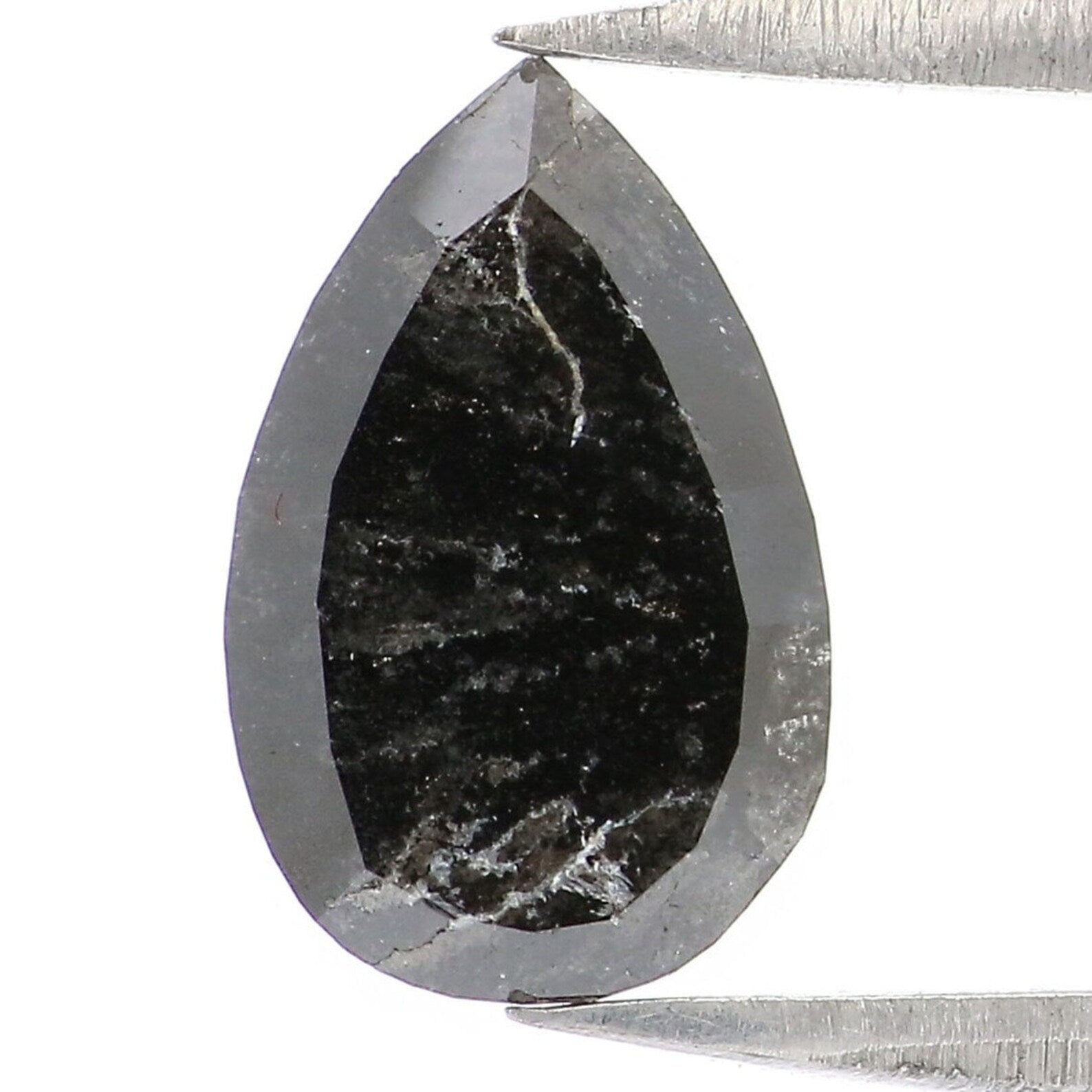 1.23 CT Natural Loose Pear Shape Diamond Salt And Pepper Pear Diamond 9.60 MM Natural Loose Black Grey Color Pear Rose Cut Diamond NQ2028