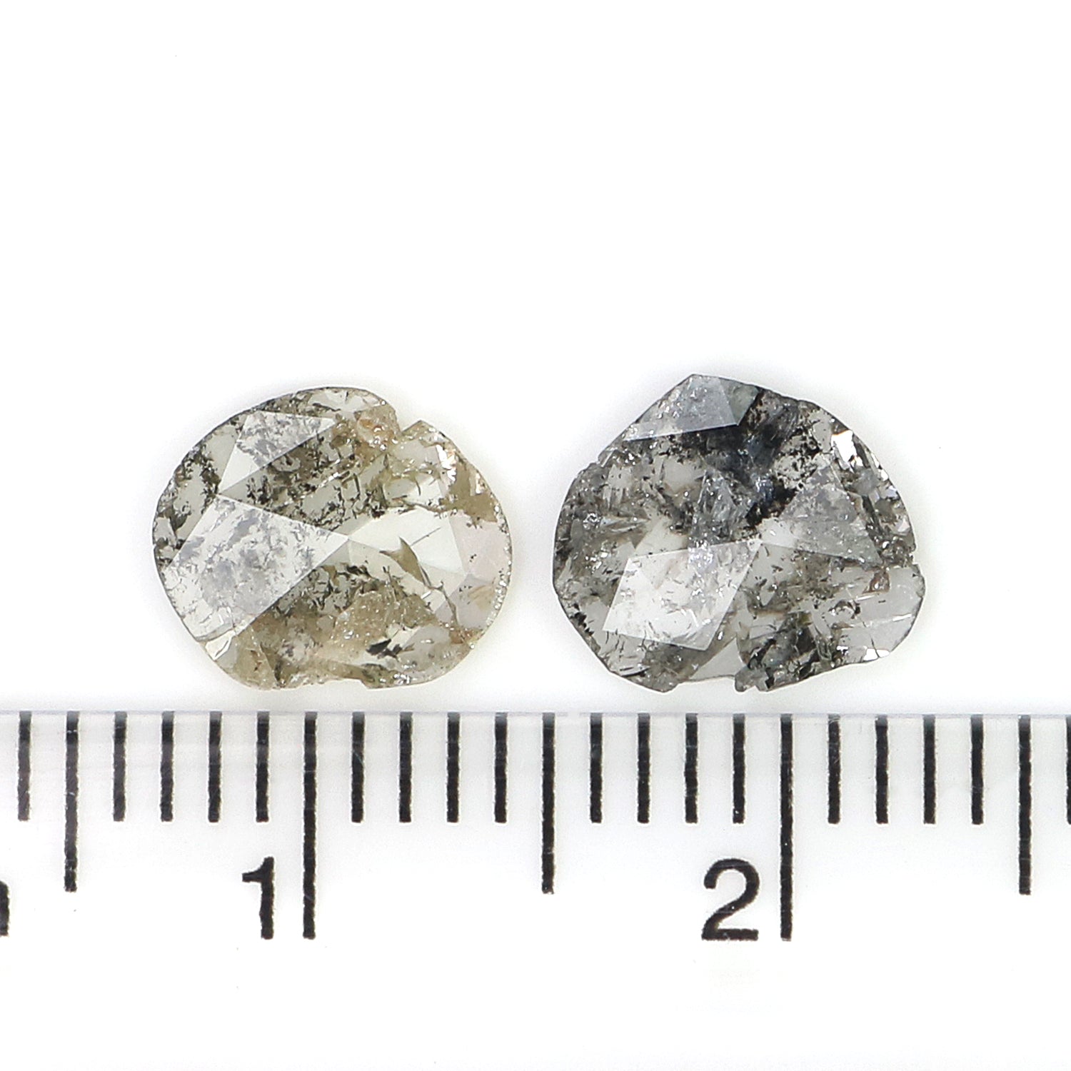 0.86 CT Natural Loose Slice Shape Diamond Salt And Pepper Uncut Diamond 7.80 MM Natural Black Grey Color Slice Irregular Cut Diamond N2650