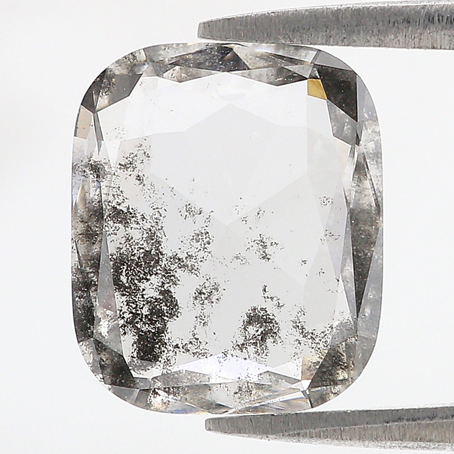 2.41 CT Cushion Rose Cut Salt And Pepper Lab Grown 11.75 MM Loose Diamond CVD Fancy Black Grey Color Lab Created Antique Cut Diamonds L3526
