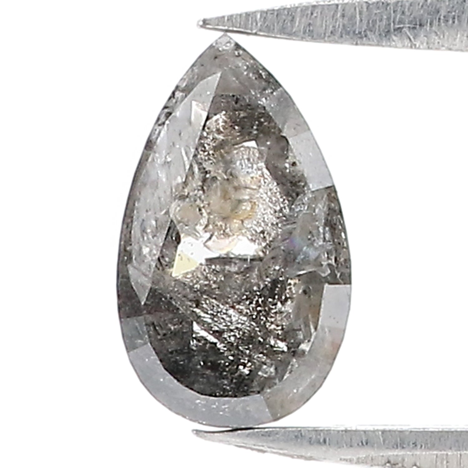 0.96 CT Natural Loose Pear Shape Diamond Salt And Pepper Pear Rose Cut Diamond 7.90 MM Black Grey Color Pear Shape Rose Cut Diamond QL1526