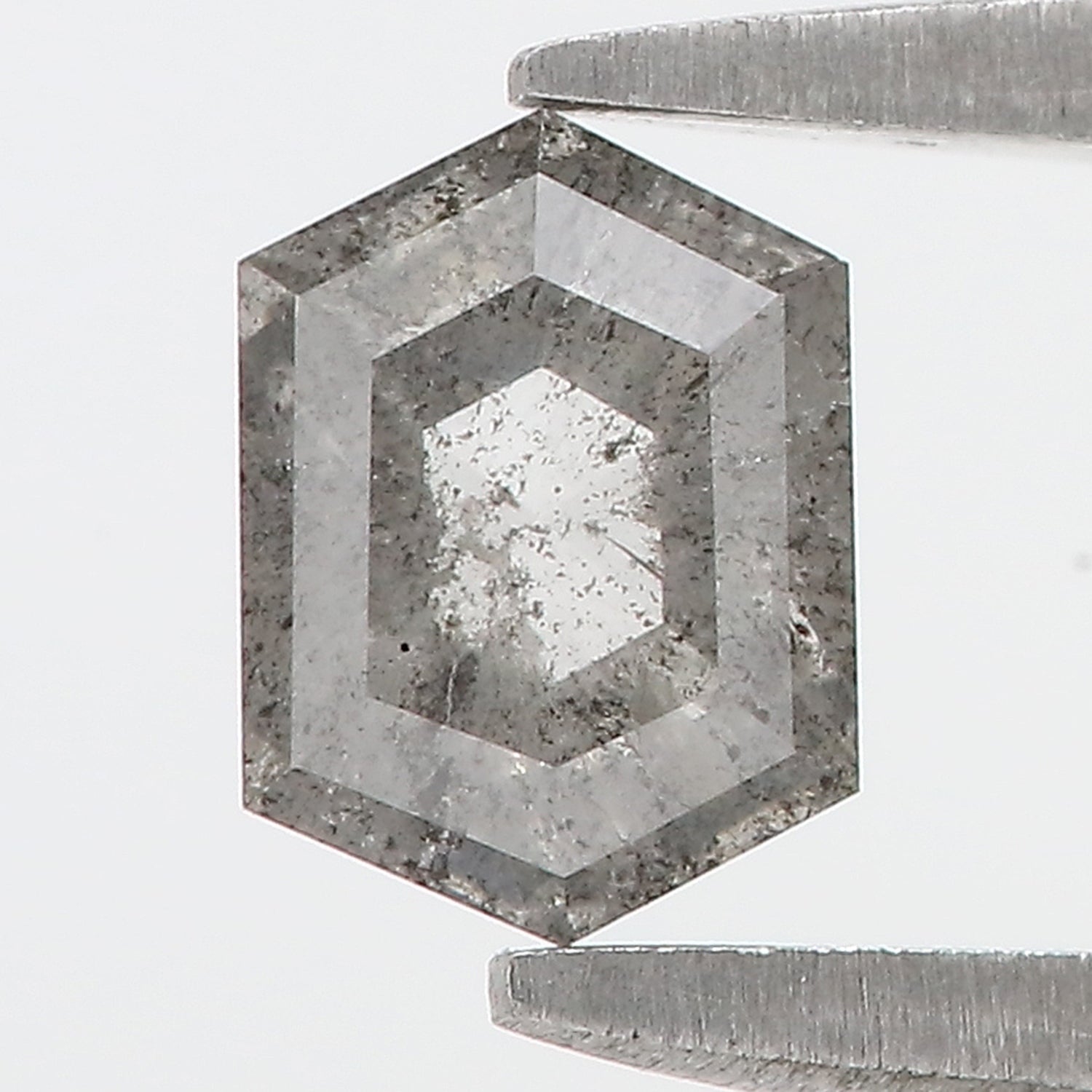 0.67 CT Natural Loose Hexagon Shape Diamond Salt And Pepper Hexagon Cut Diamond 6.05 MM Natural Black Grey Hexagon Rose Cut Diamond LQ1456
