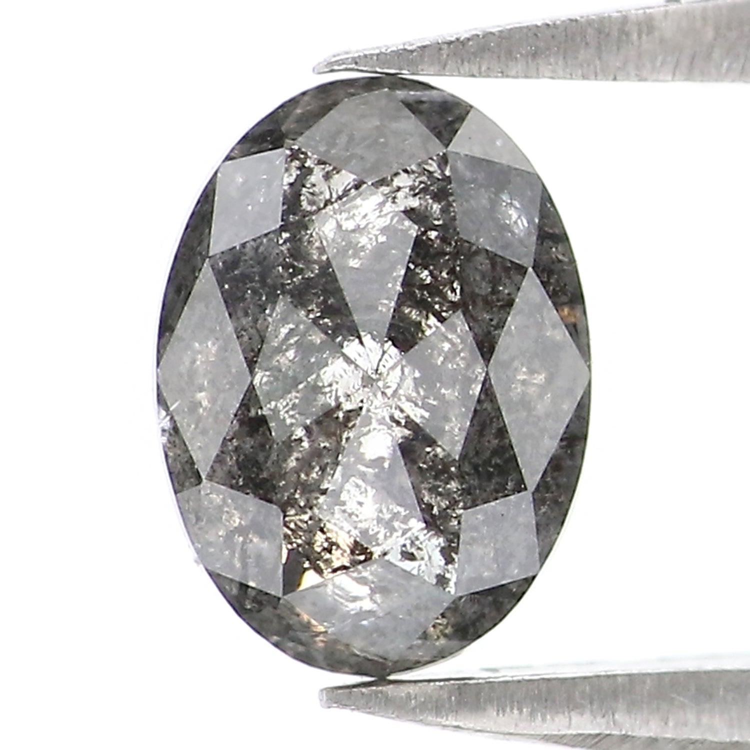 0.91 CT Natural Loose Oval Shape Diamond Salt And Pepper Oval Cut Diamond 6.75 MM Natural Black Grey Diamond Oval Rose Cut Diamond KQ2701