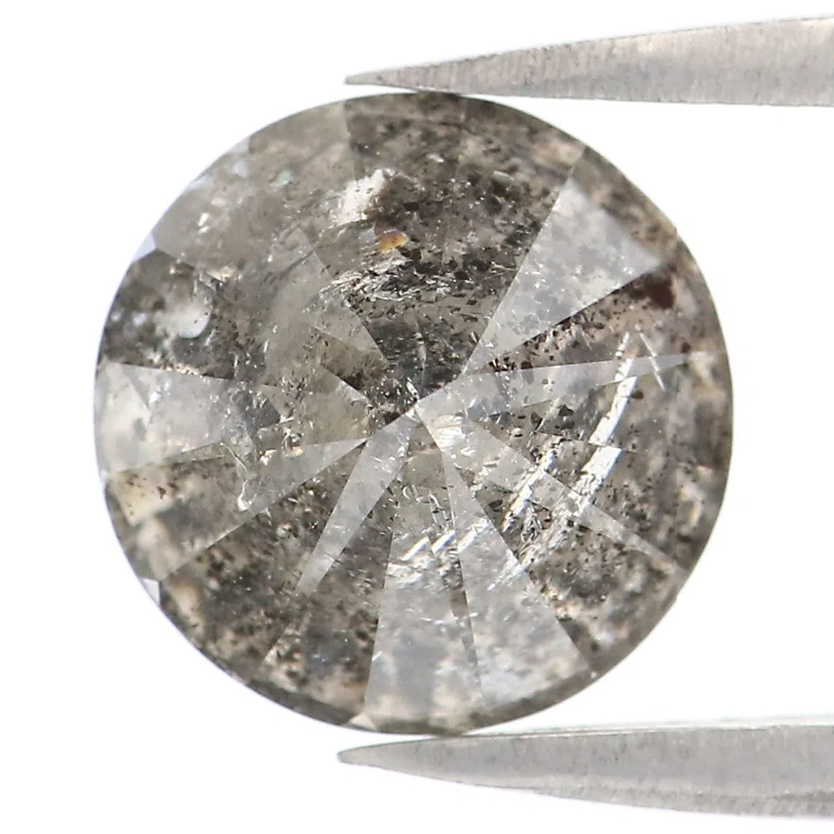 3.37 CT Natural Loose Round Shape Diamond Black Grey Color Round Shape Diamond 8.75 MM Salt And Pepper Round Brilliant Cut Diamond QL2303