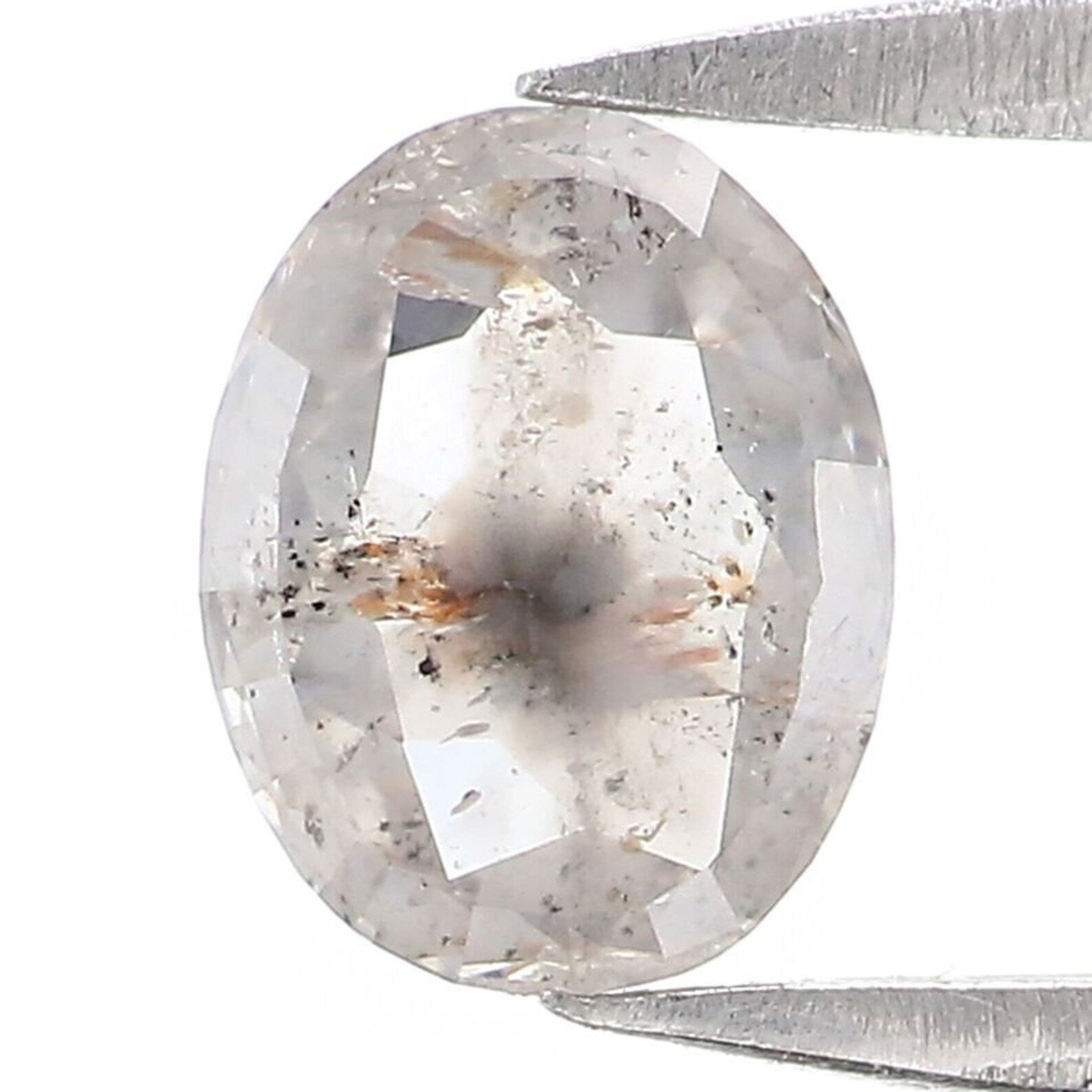 0.68 CT Natural Loose Oval Diamond Grey Color Diamond 6.25 MM Natural Loose Diamond Salt And Pepper Oval Rose Cut Diamond QN2185