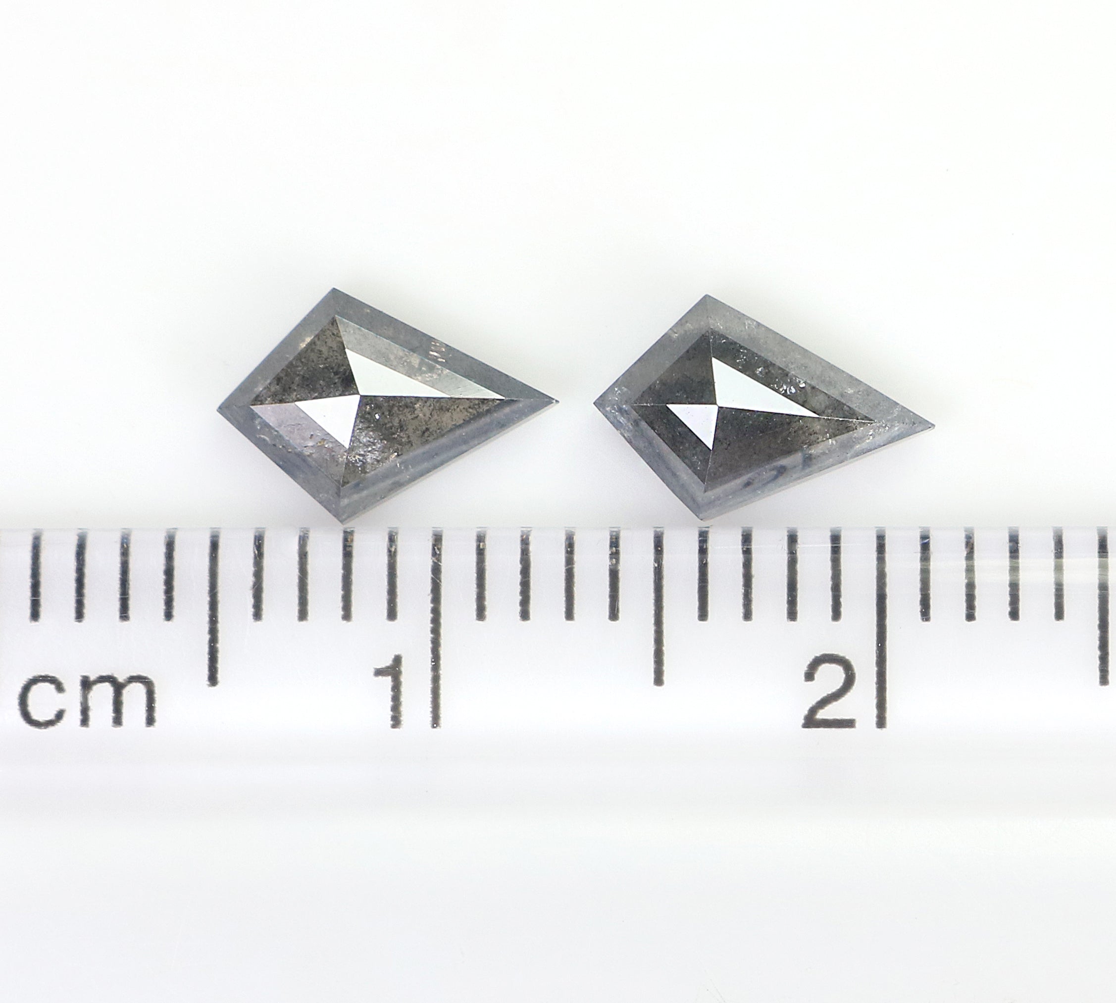 1.18 CT Natural Loose Kite Cut Pair Diamond Salt And Pepper Kite Diamond 7.75 MM Natural Loose Black Grey Color Kite Rose Cut Diamond L3438