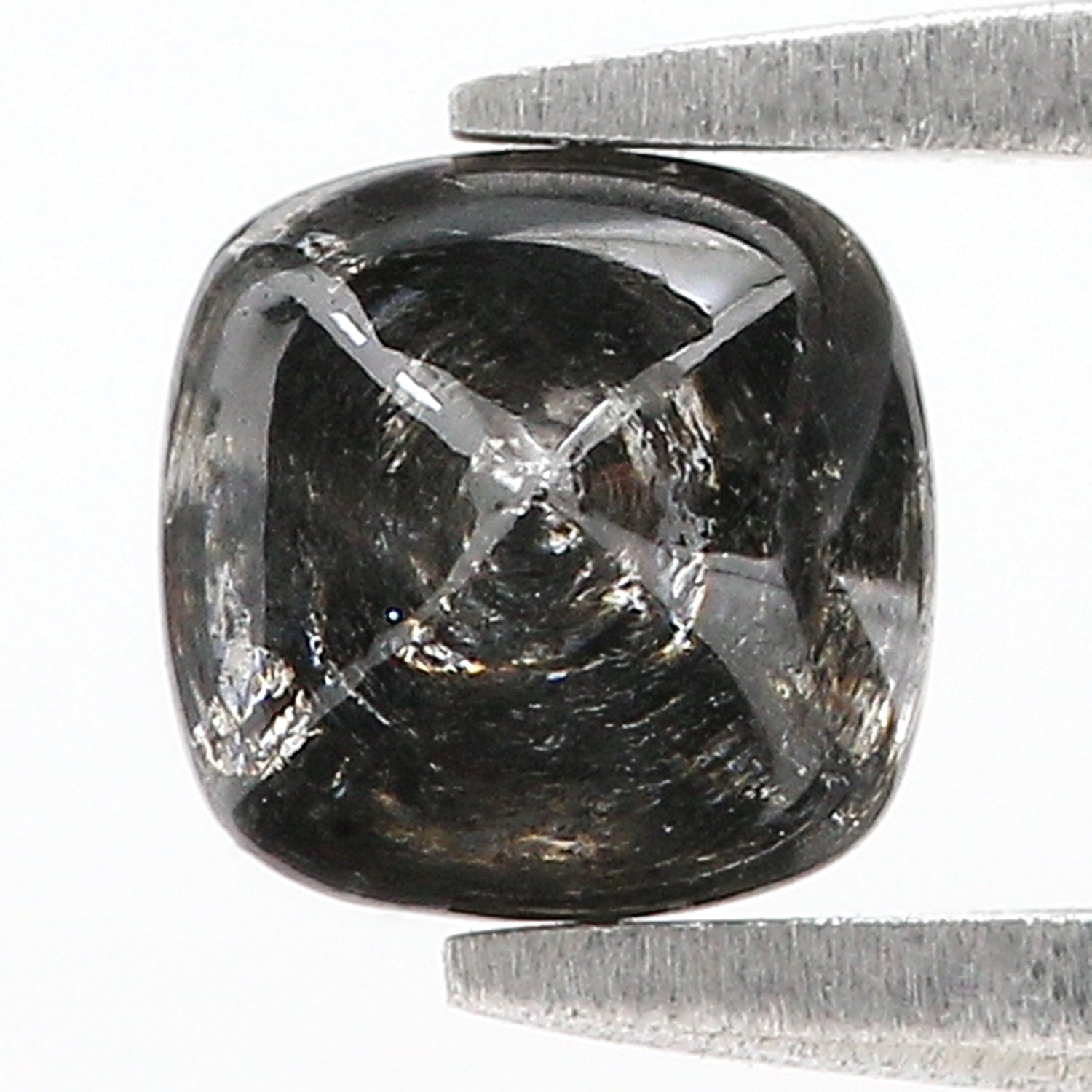 1.18 CT Unique Cushion Shape Salt And Pepper Sand Stone Cabochon Diamond 5.70 MM Natural Loose Black Grey Color Cushion Uncut Diamond L3501