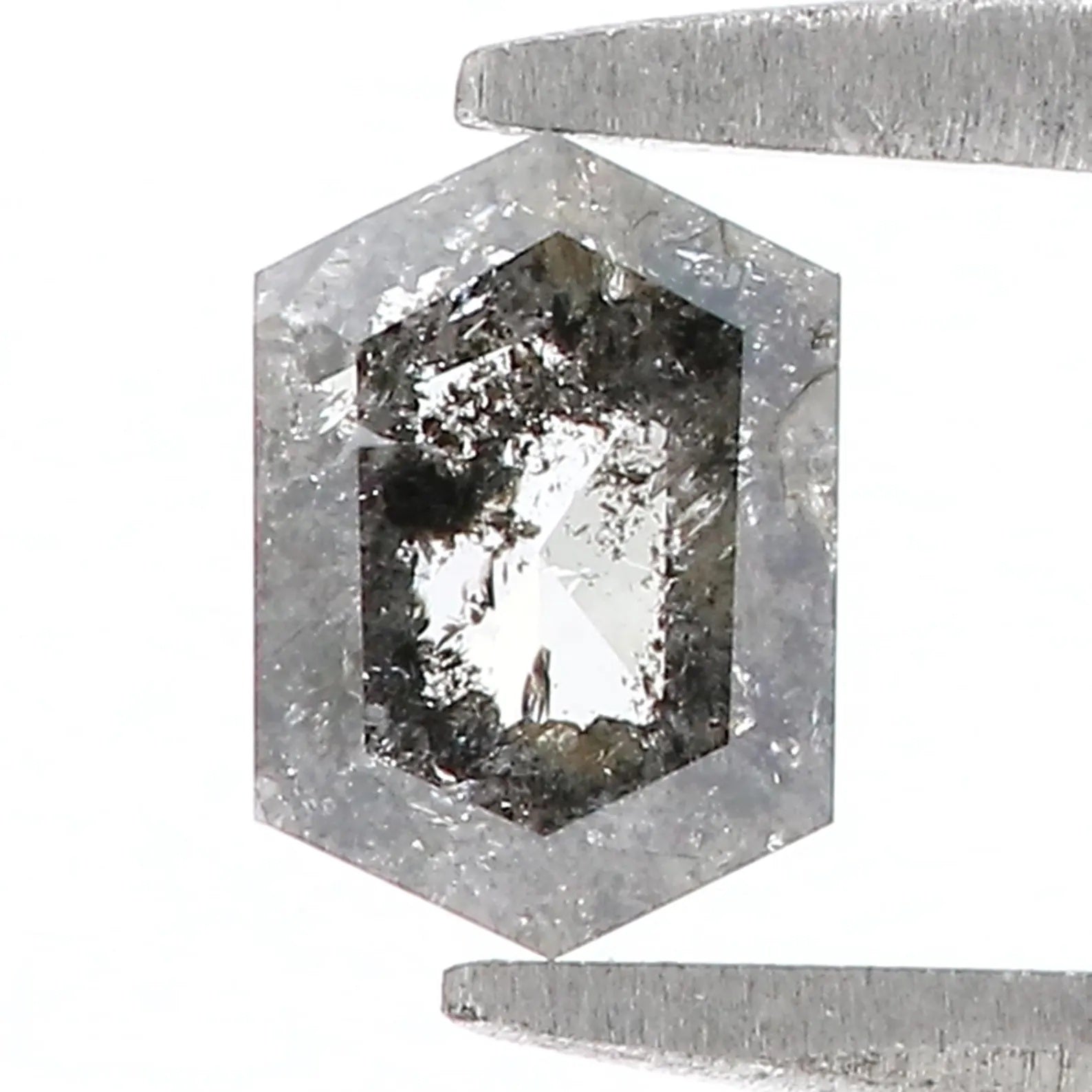 0.57 CT Natural Loose Hexagon Shape Diamond Salt And Pepper Hexagon Diamond 5.80 MM Natural Black Grey Color Hexagon Rose Cut Diamond QN1254