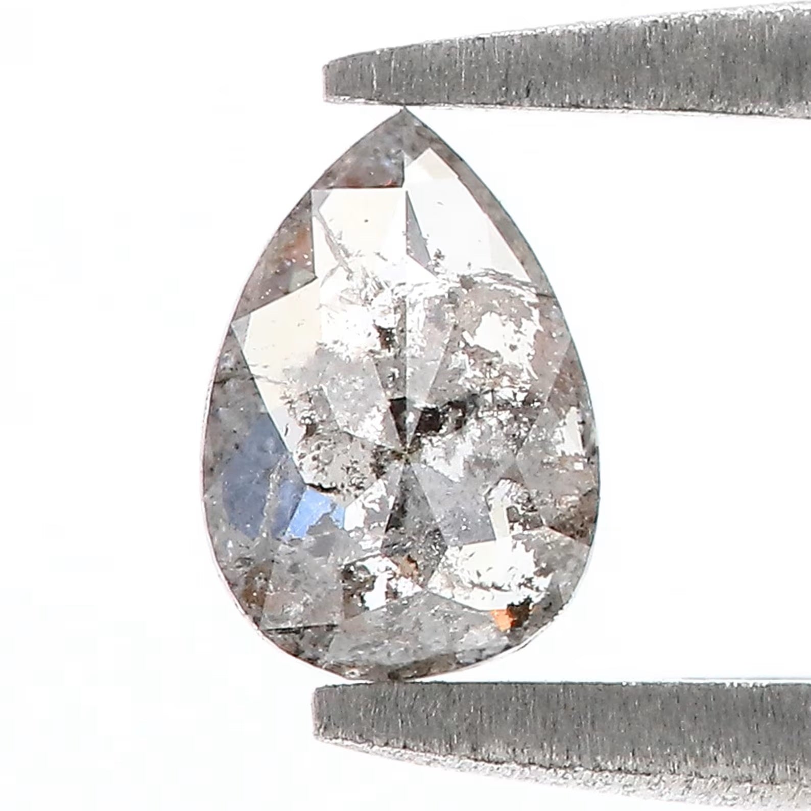 0.39 Ct Natural Loose Pear Shape Diamond Salt And Pepper Pear Cut Diamond 5.95 MM Natural Loose Black Grey Color Pear Rose Cut Diamond QN606