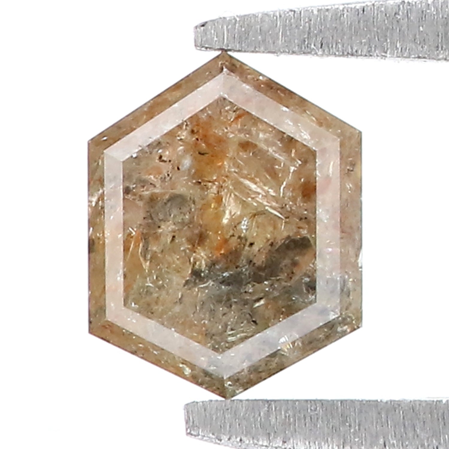 0.70 Ct Natural Loose Hexagon Shape Diamond Brown Color Hexagon Cut Diamond 5.70 MM Natural Salt And Pepper Hexagon Rose Cut Diamond QL9362