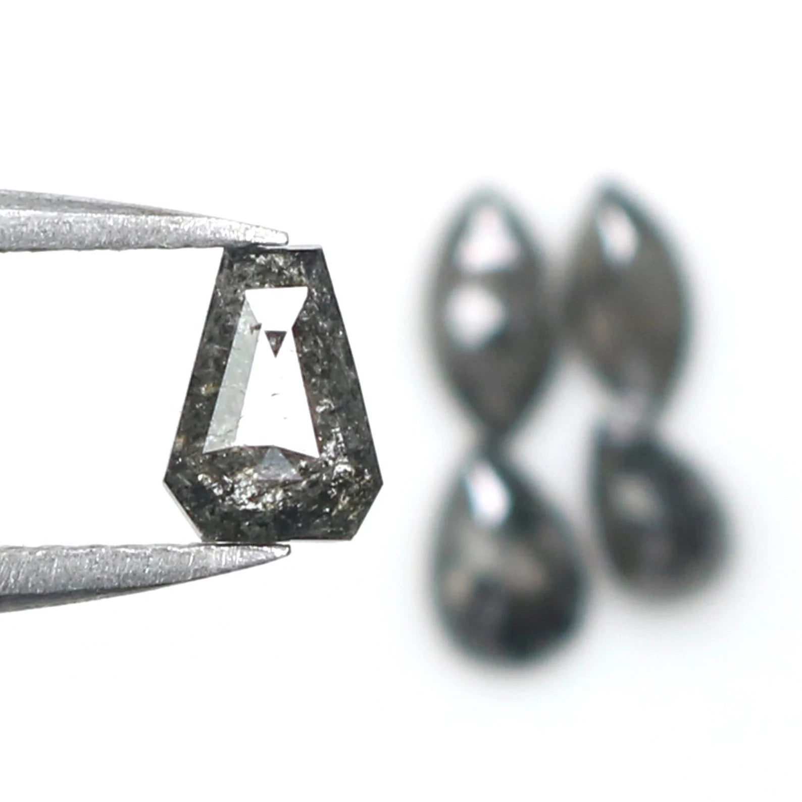 Natural Loose Mix Shape Salt And Pepper Diamond Black Grey Color 1.17 CT 4.35 MM Mix Shape Rose Cut Diamond KDN1804