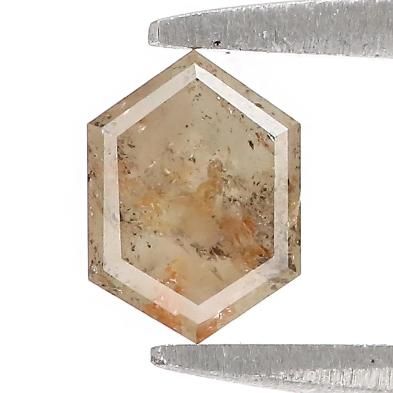 0.73 CT Natural Loose Hexagon Shape Diamond Brown Color Hexagon Diamond 6.35 MM Natural Diamond Brown Color Hexagon Rose Cut Diamond QNB522