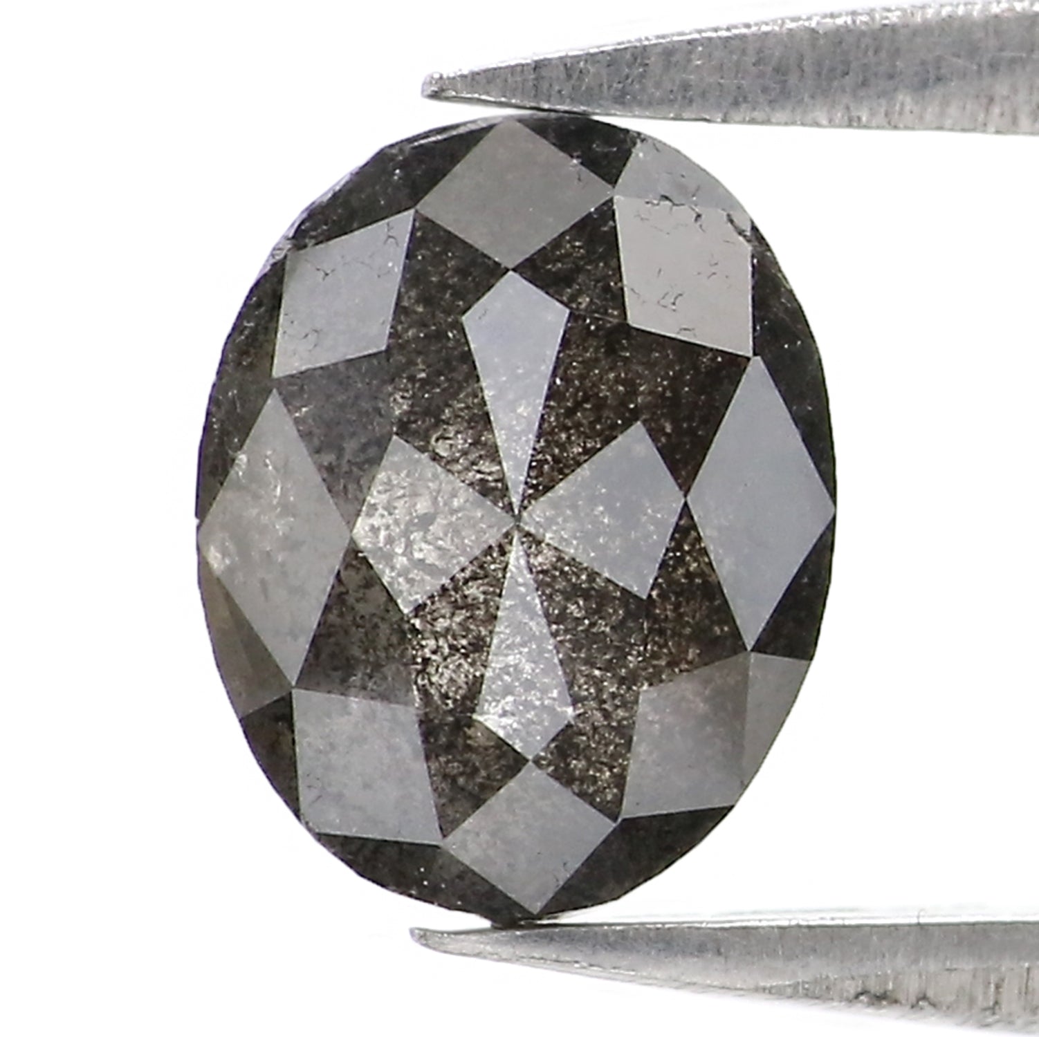 1.22 CT Natural Loose Oval Shape Diamond Salt And Pepper Oval Cut Diamond 7.00 MM Natural Black Grey Diamond Oval Rose Cut Diamond LQ2974