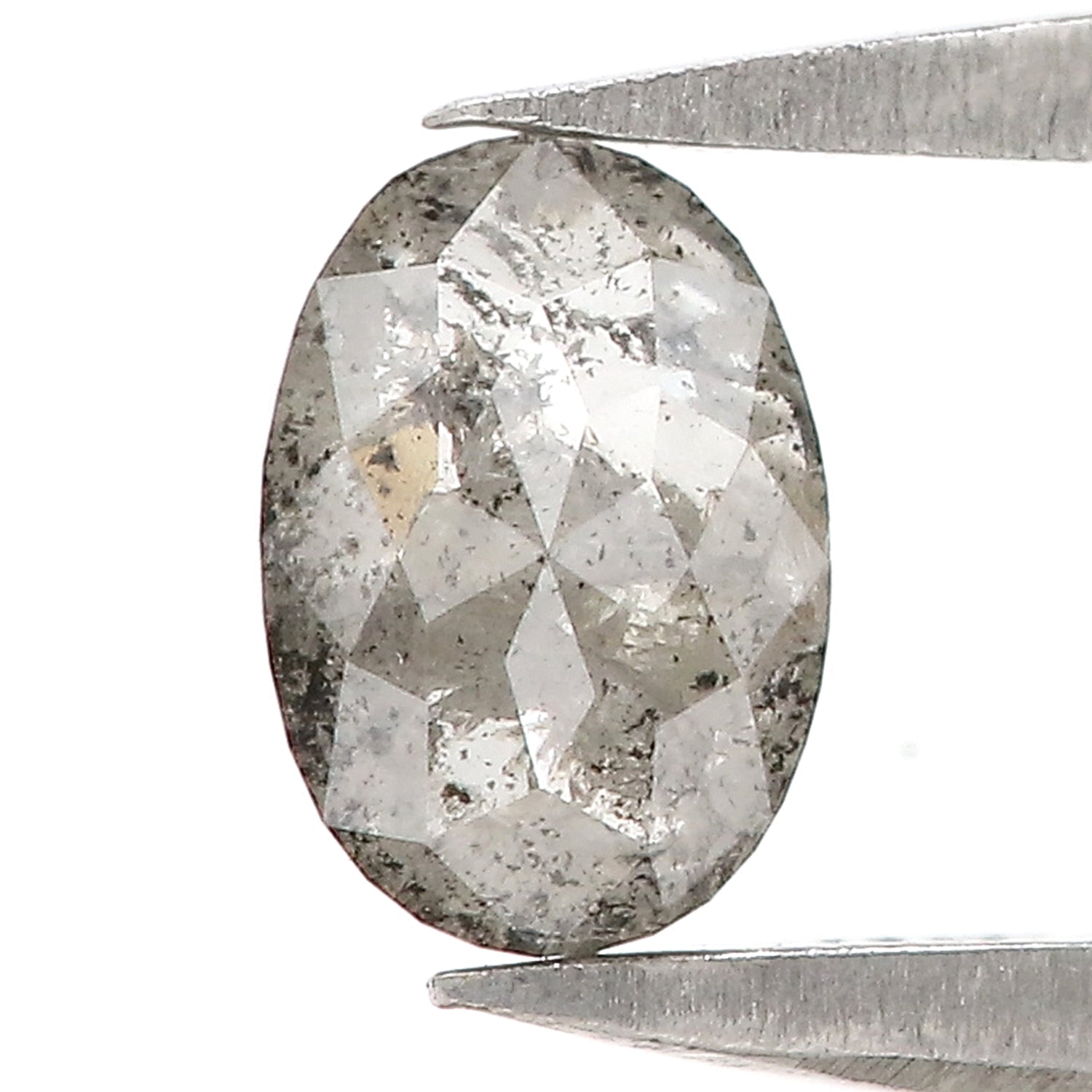0.48 Ct Natural Loose Oval Shape Diamond Salt And Pepper Oval Diamond 5.60 MM Natural Diamond Black Grey Color Oval Rose Cut Diamond LQ3053