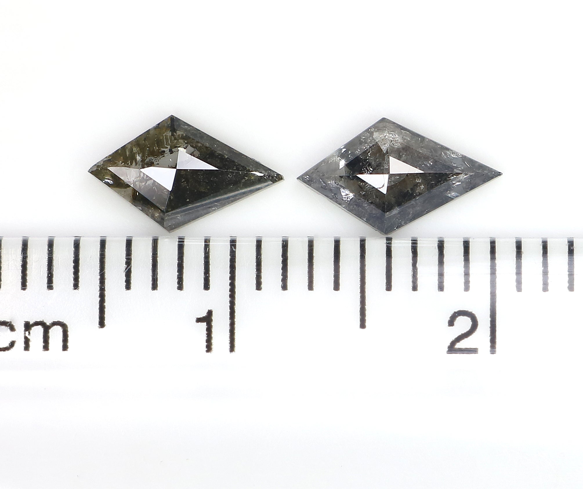 0.79 CT Natural Loose Kite Shape Pair Diamond Salt And Pepper Kite Cut Diamond 7.95 MM Natural Black Grey Color Kite Rose Cut Diamond L3394