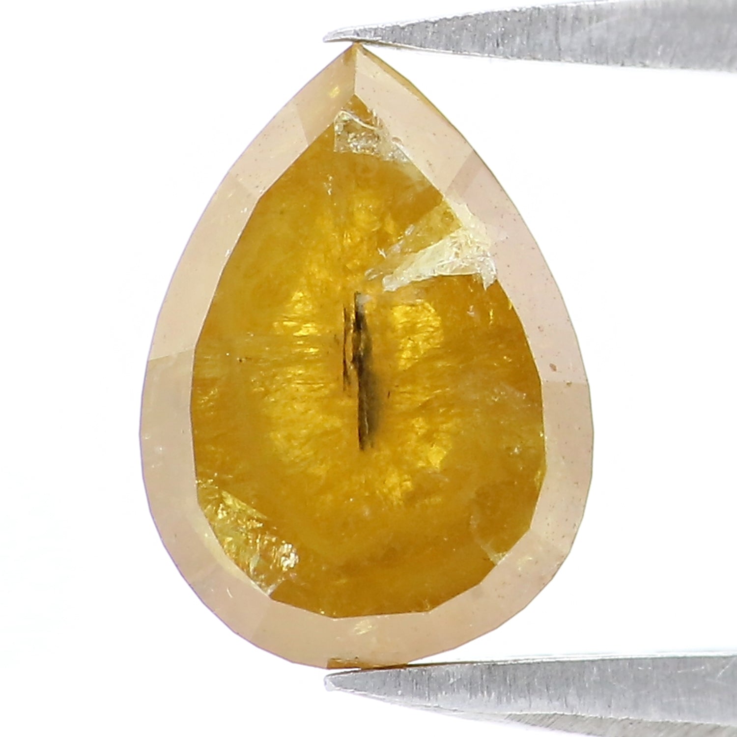 Natural Loose Pear Diamond, Yellow Color Pear Cut Diamond, Natural Loose Diamond, Pear Rose Cut Diamond, 1.46 CT Pear Shape Diamond L9956