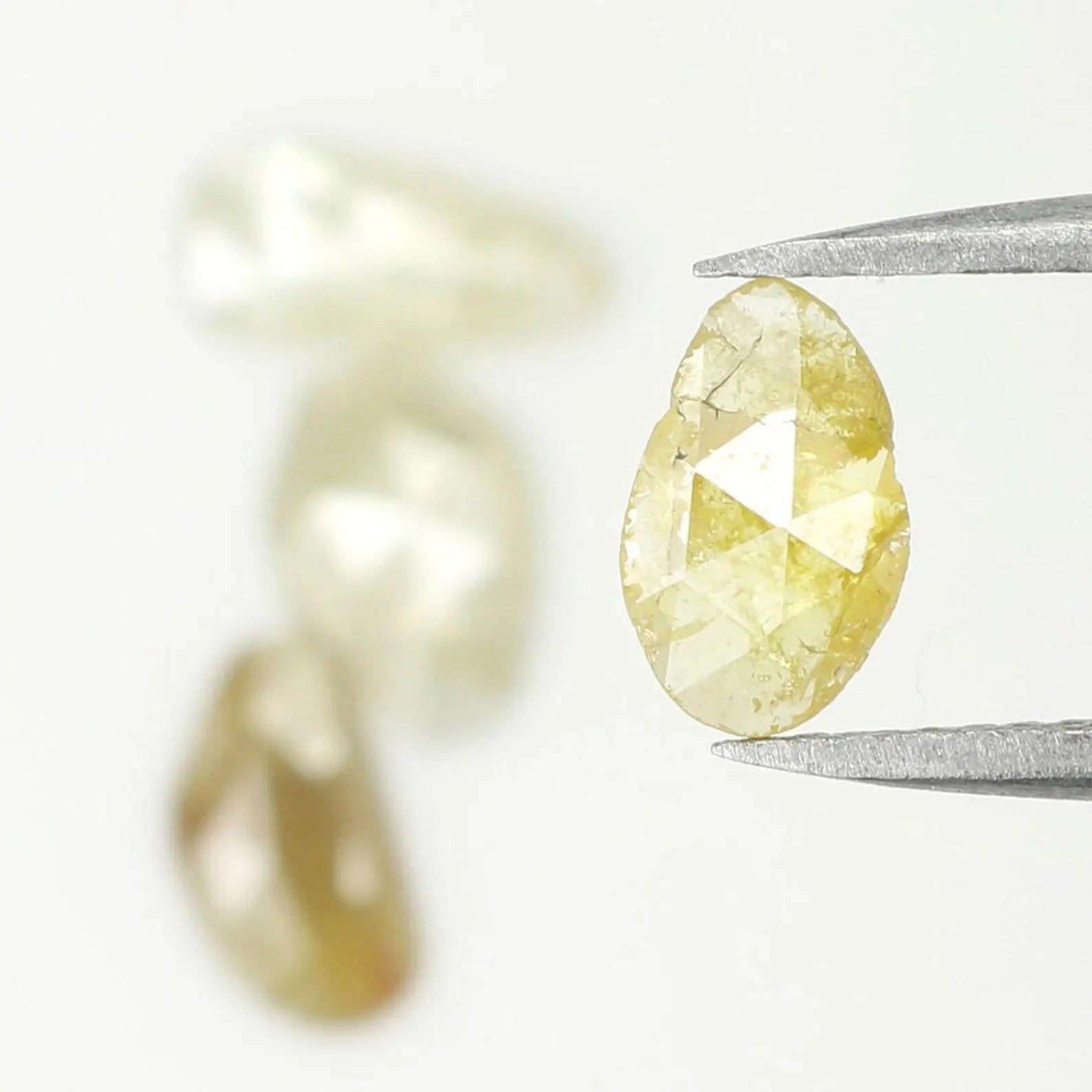 1.94 Ct Natural Loose Slice Shape Diamond Gray Color Slice Cut Diamond 7.65 MM Natural Diamond Yellow Color Slice Rose Cut Diamond NQ1192
