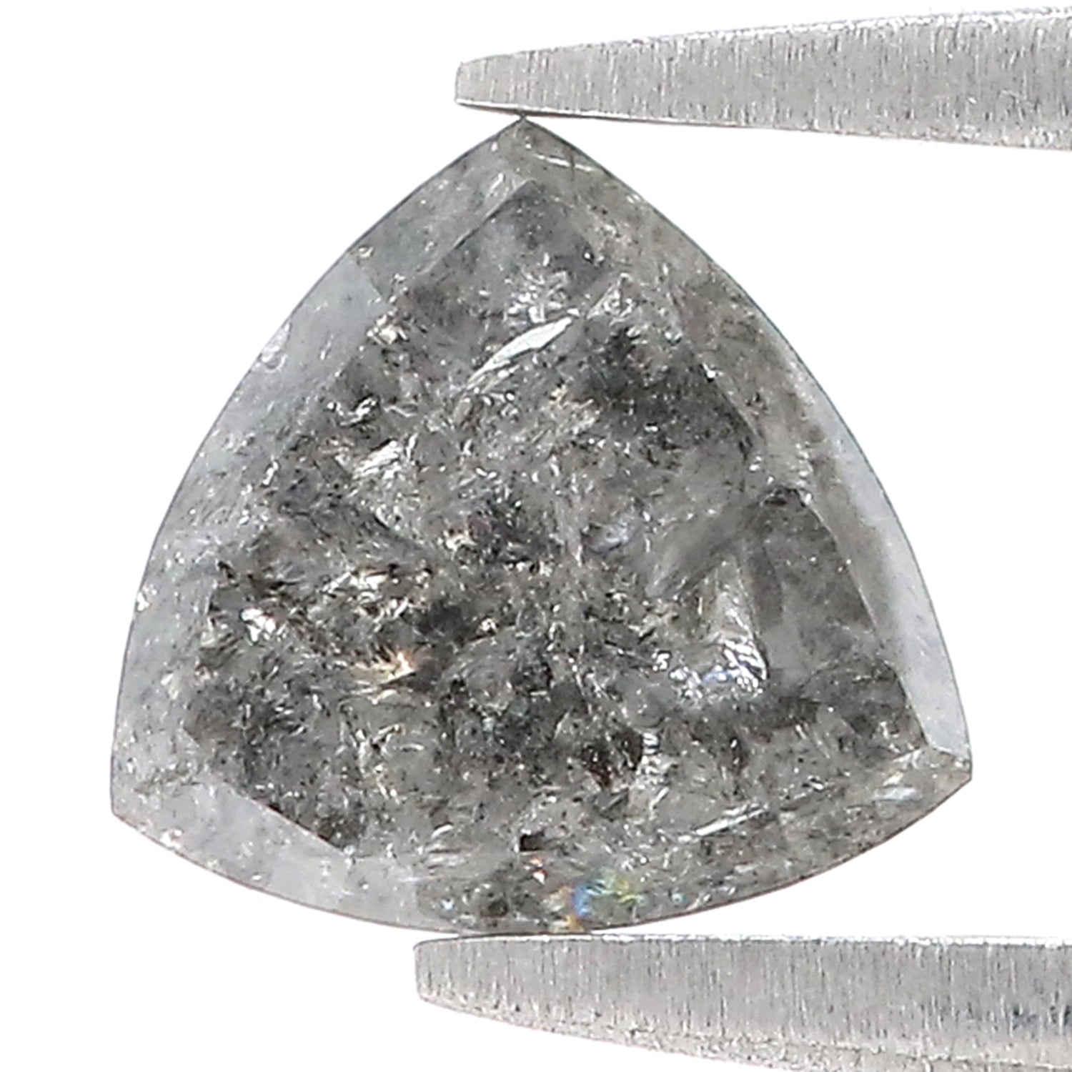 1.67 CT Natural Loose Triangle Shape Diamond Salt And Pepper Triangle Cut Diamond 7.10 MM Natural Black Grey Color Triangle Diamond L3504