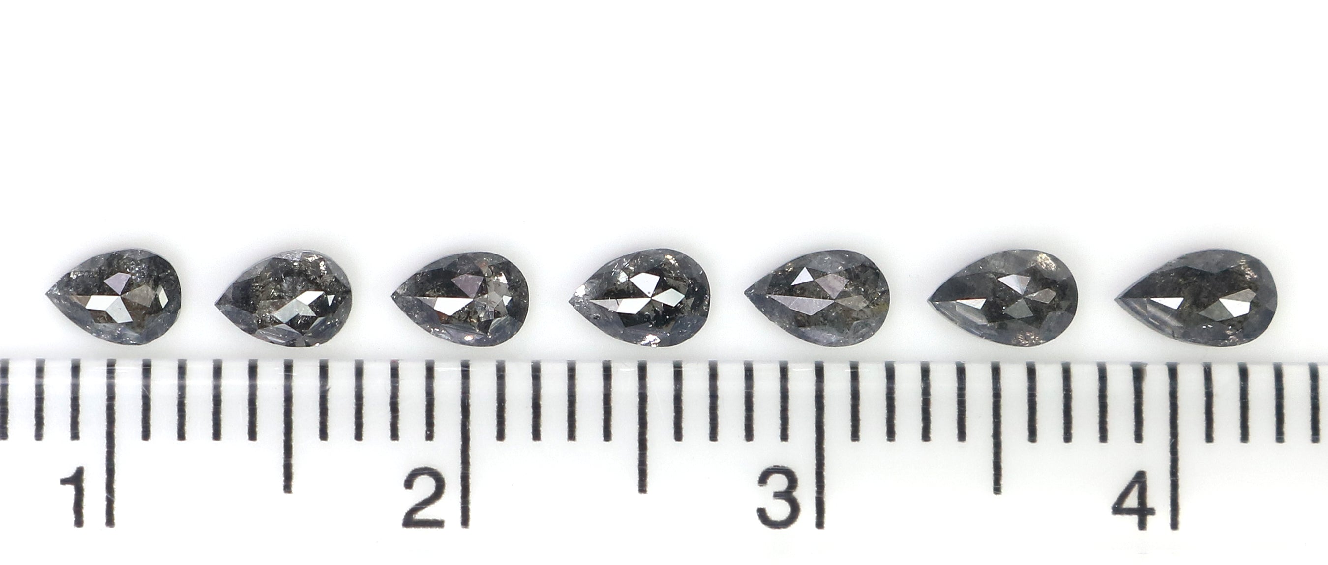 1.06 CT Natural Loose Pear Shape Diamond Salt And Pepper Pear Cut Diamond 3.85 MM Natural Black Grey Color Pear Shape Rose Cut Diamond L1280