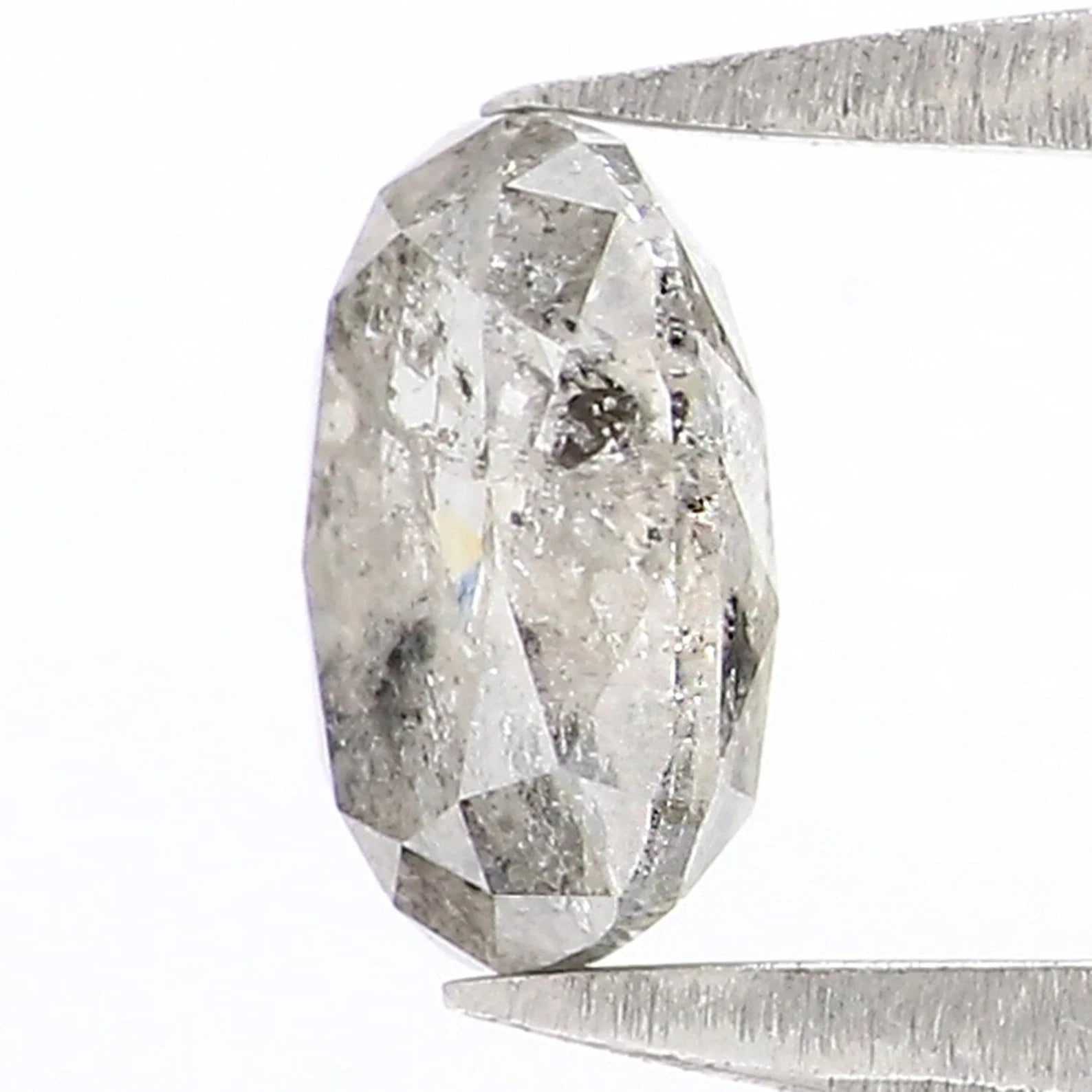 0.49 CT Natural Loose Oval Diamond Salt And Pepper Oval Diamond 5.50 MM Natural Loose Diamond Black Grey Color Oval Rose Cut Diamond NQ7693