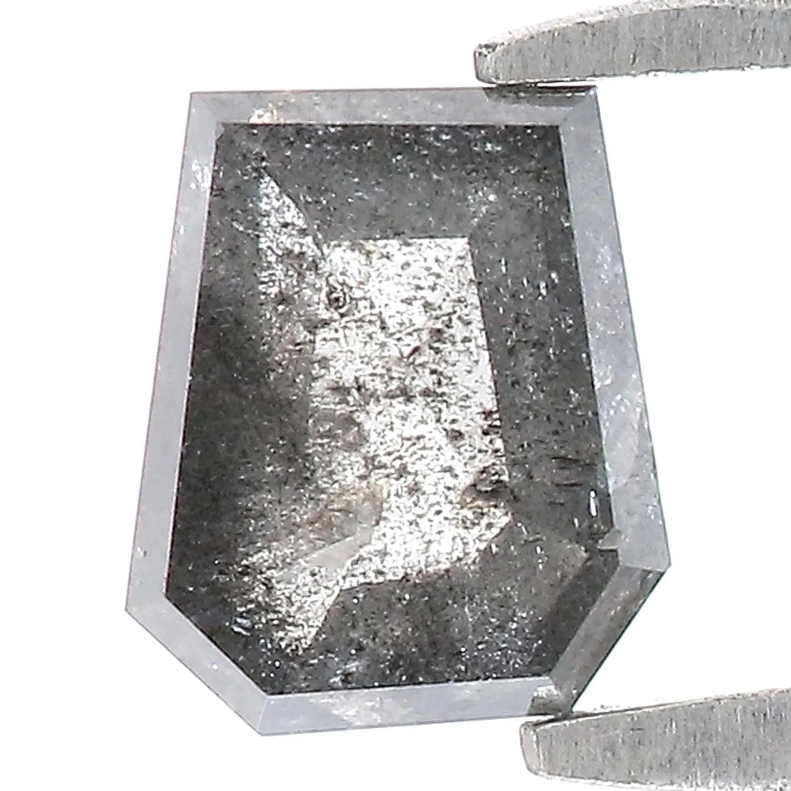 0.96 CT Natural Loose Coffin Shape Diamond Salt And Pepper Coffin Cut Diamond 6.25 MM Black Grey Color Coffin Shape Rose Cut Diamond QN1097