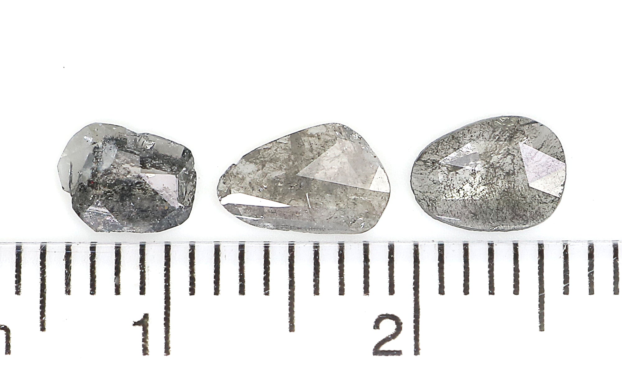 1.04 CT Natural Loose Slice Shape Diamond Salt And Pepper Slice Cut Diamond 5.70 MM Natural Black Grey Color Slice Rose Cut Diamond LQ1467