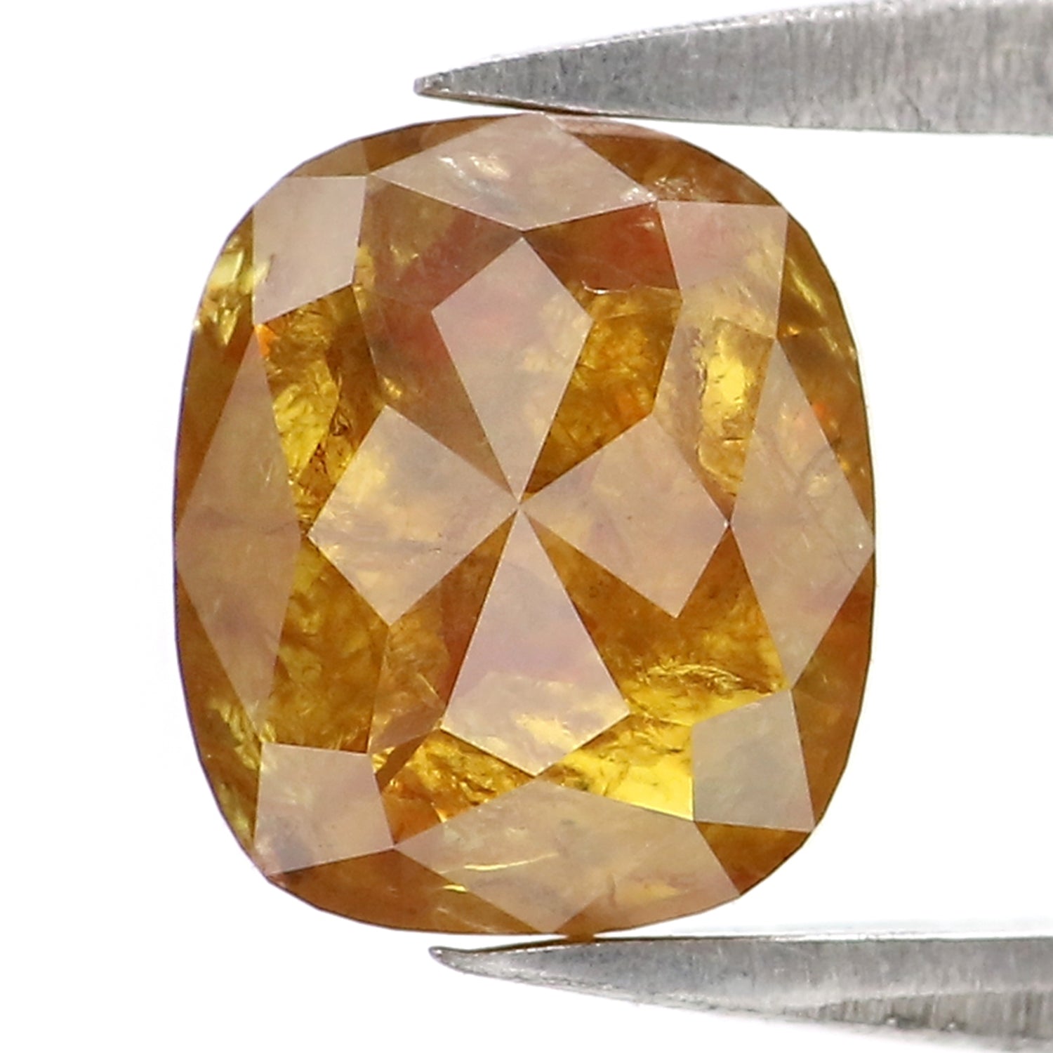 1.39 CT Natural Loose Cushion Shape Diamond Yellow Color Cushion Cut Diamond 6.95 MM Natural Brown Diamond Cushion Rose Cut Diamond QL2885
