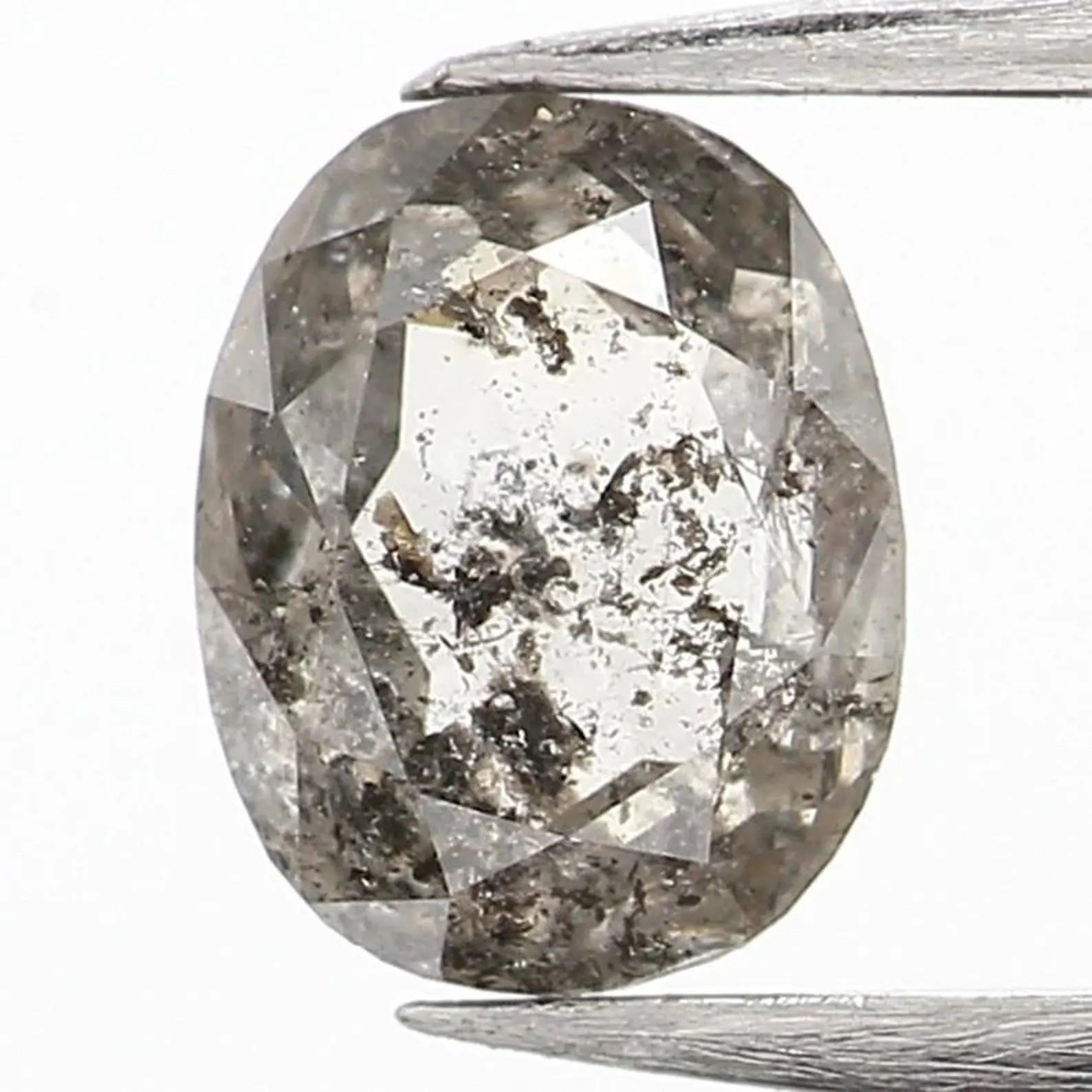 0.34 CT Natural Loose Oval Shape Diamond Salt And Pepper Oval Diamond 4.80 MM Natural Loose Black Grey Color Oval Rose Cut Diamond NQ1057