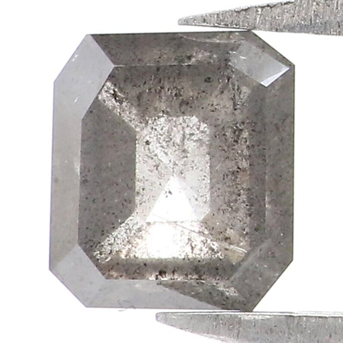 0.67 Ct Natural Loose Emerald Shape Diamond Salt And Pepper Emerald Diamond 5.20 MM Natural Black Grey Color Emerald Rose Cut Diamond NQ8706