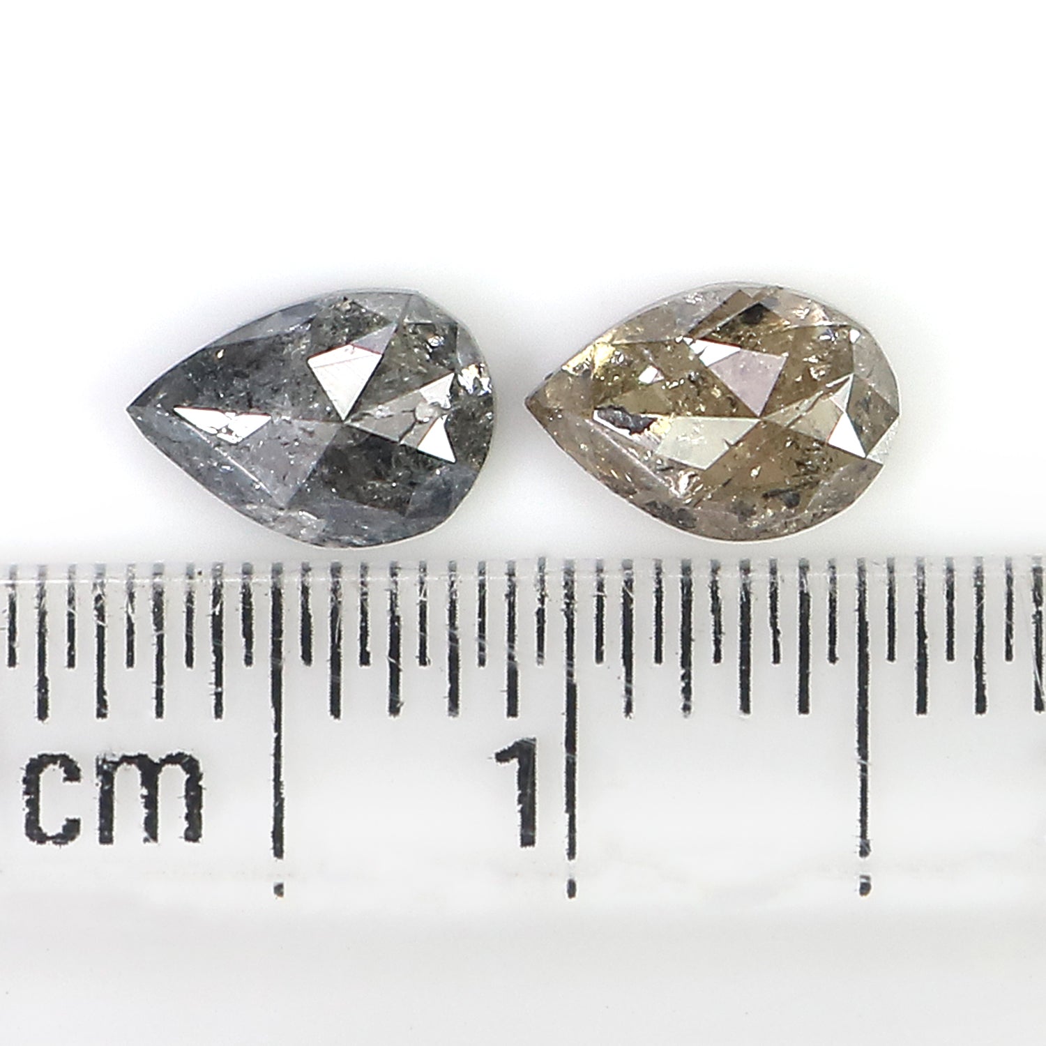 1.02 CT Natural Loose Pear Cut Pair Diamond Salt And Pepper Pear Shape Diamond 6.30 MM Natural Black Grey Color Pear Rose Cut Diamond LQ2082